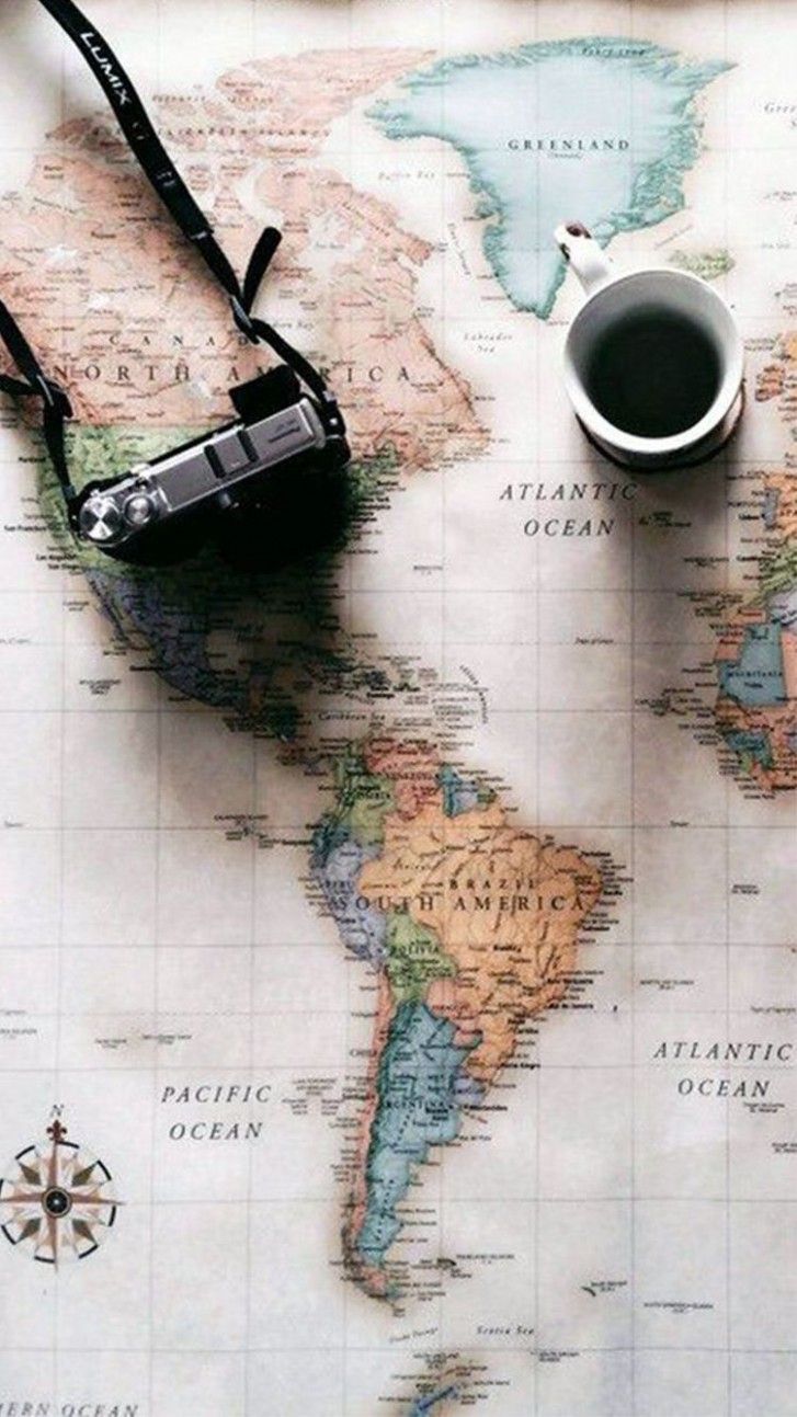 Mappa del mondo con caffè, 727x1293 Verticale, Telefono