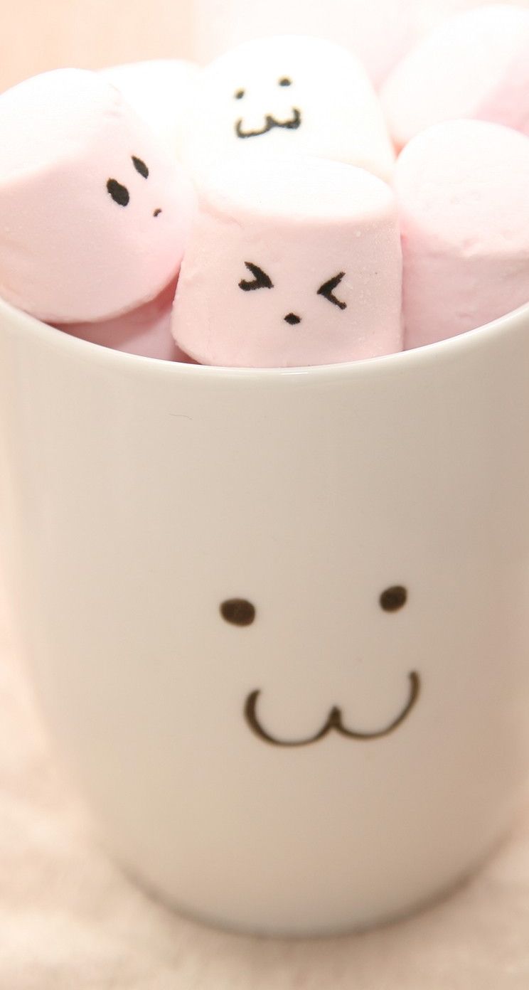 Marshmallow kawaii in tazza, 744x1392 Verticale, Mobile
