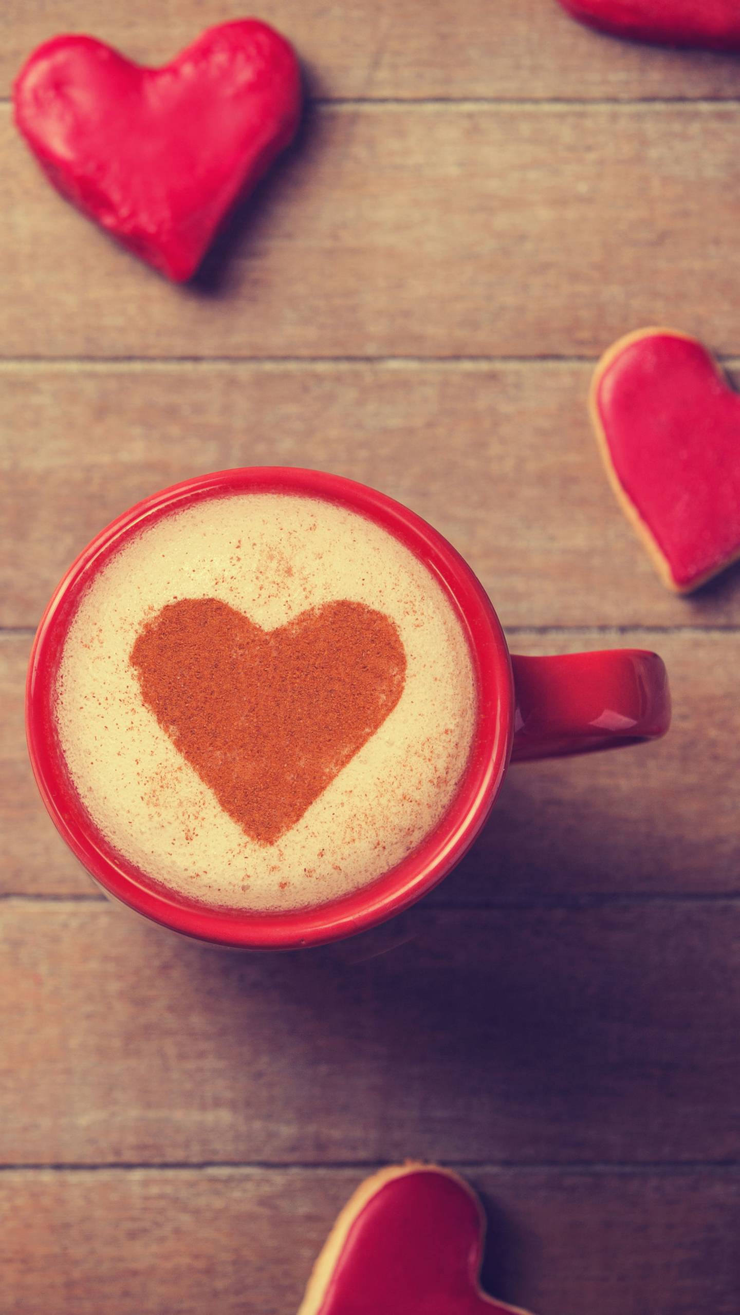 Tazza caffè con cuore e biscotti, 1440x2560 Verticale, Mobile