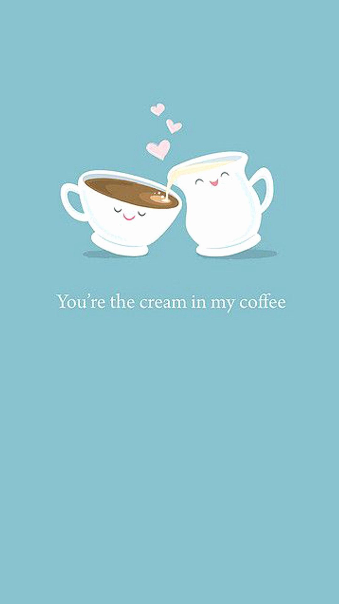 Tazze caffè kawaii cuoricini, 1080x1920 Full HD Verticale, Smartphone