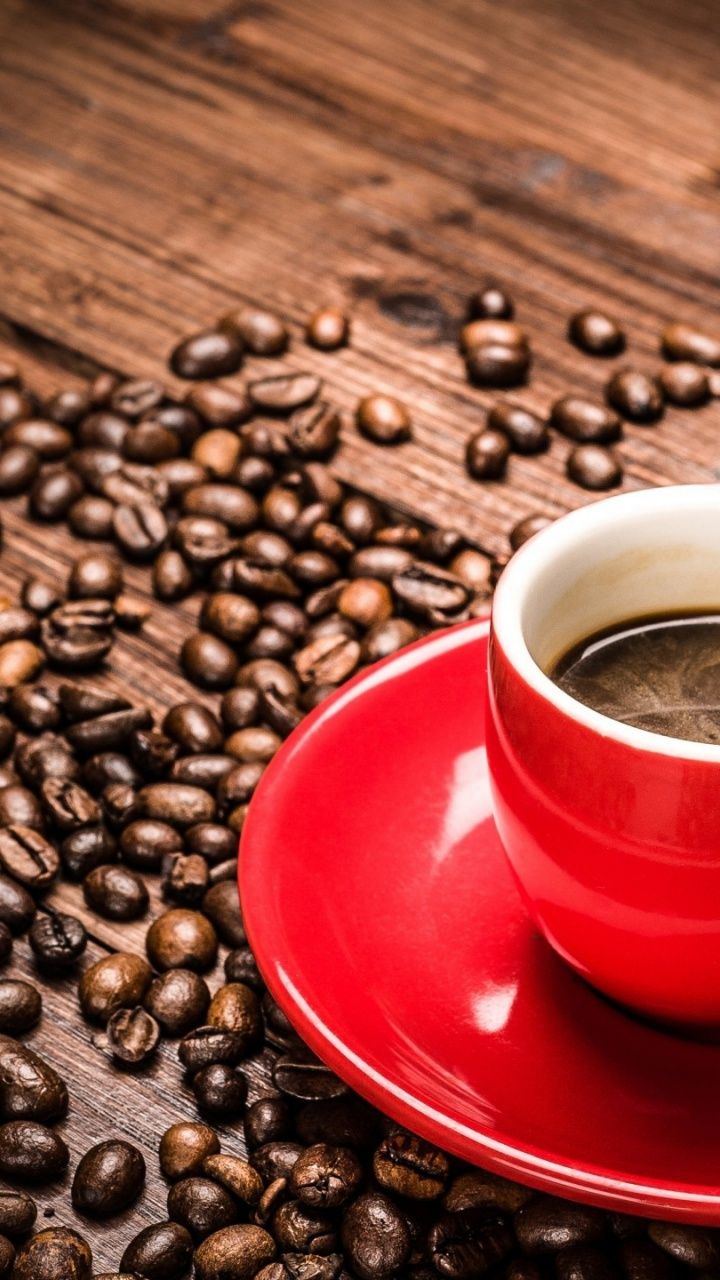 Tazza rossa caffè e chicchi, 720x1280 Full HD Verticale, Galaxy A