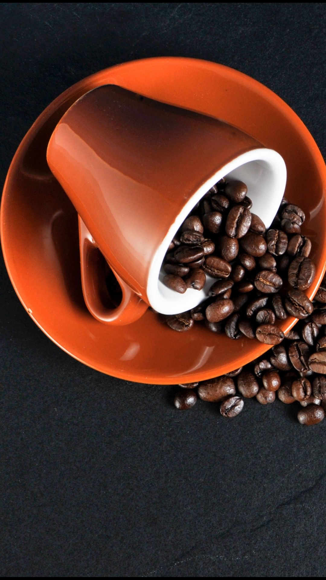 Tazzina caffè arancione chicchi, 1080x1920 Verticale, Galaxy Ultra