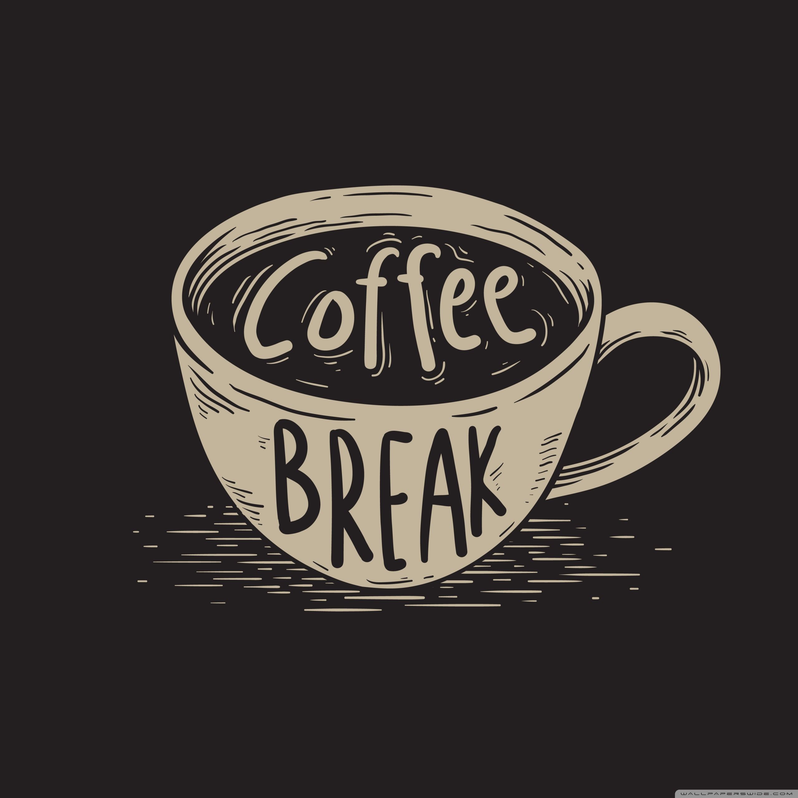 Tazza caffè illustrata beige, 2560x2560 2K, Desktop