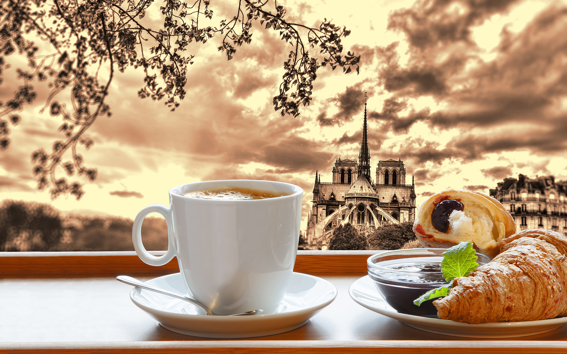Tazza caffè e croissant Parigi, 1920x1200 Full HD+ WUXGA, Laptop