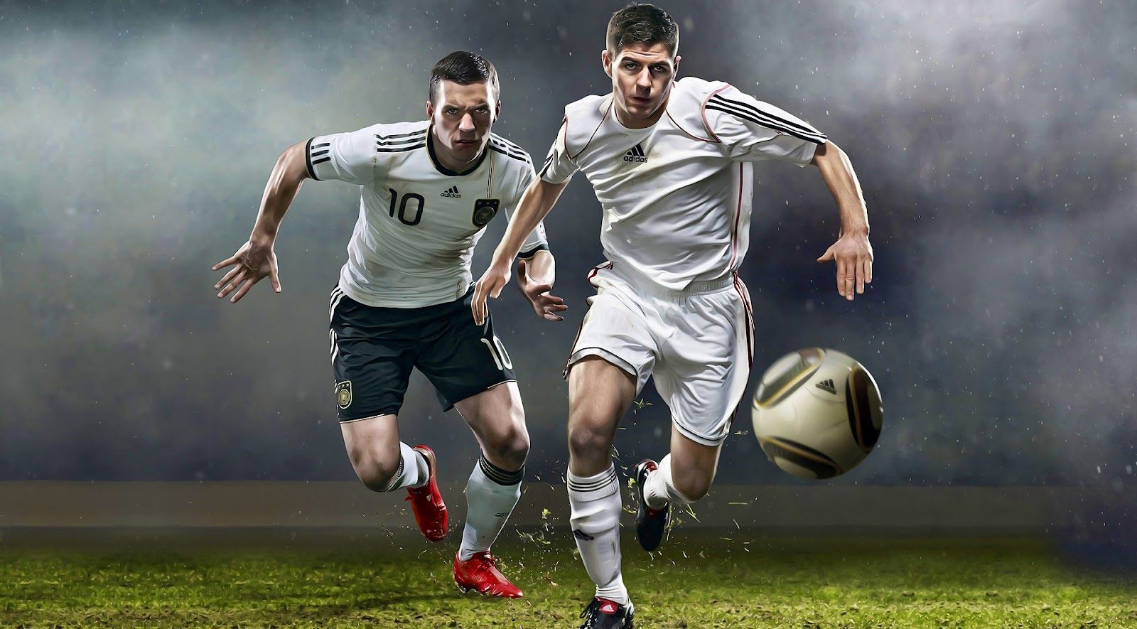 Calciatori in azione campo, 1600x885 HD, Laptop