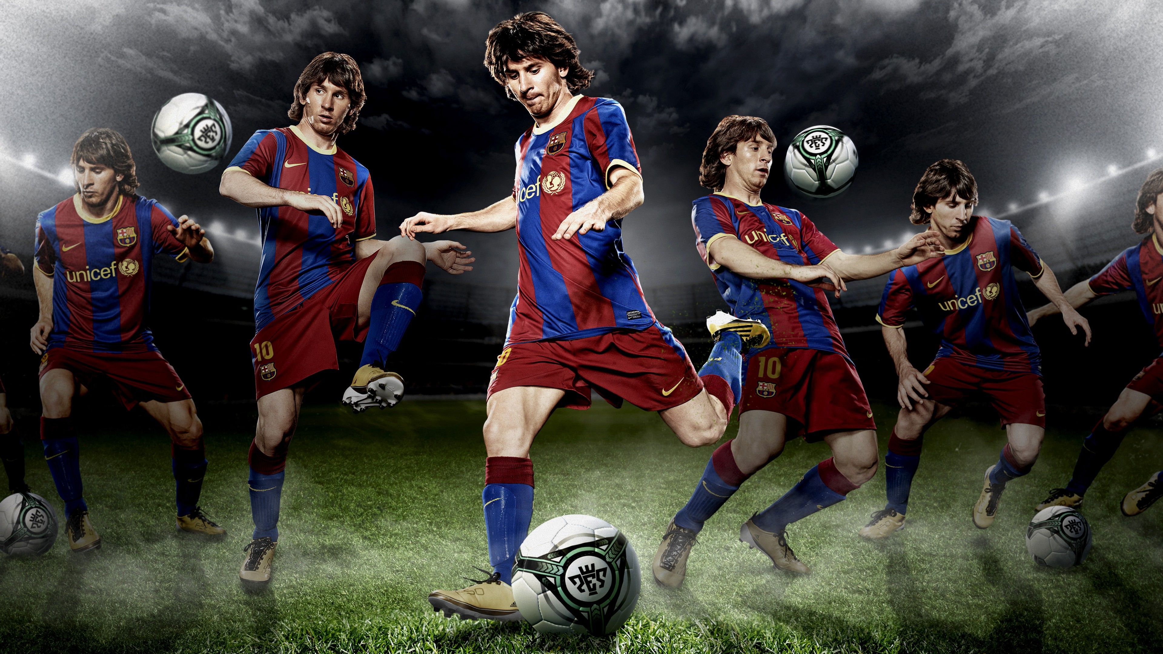 Lionel Messi calciatore Barcellona multipli, 3840x2160 Ultra HD, 4K TV