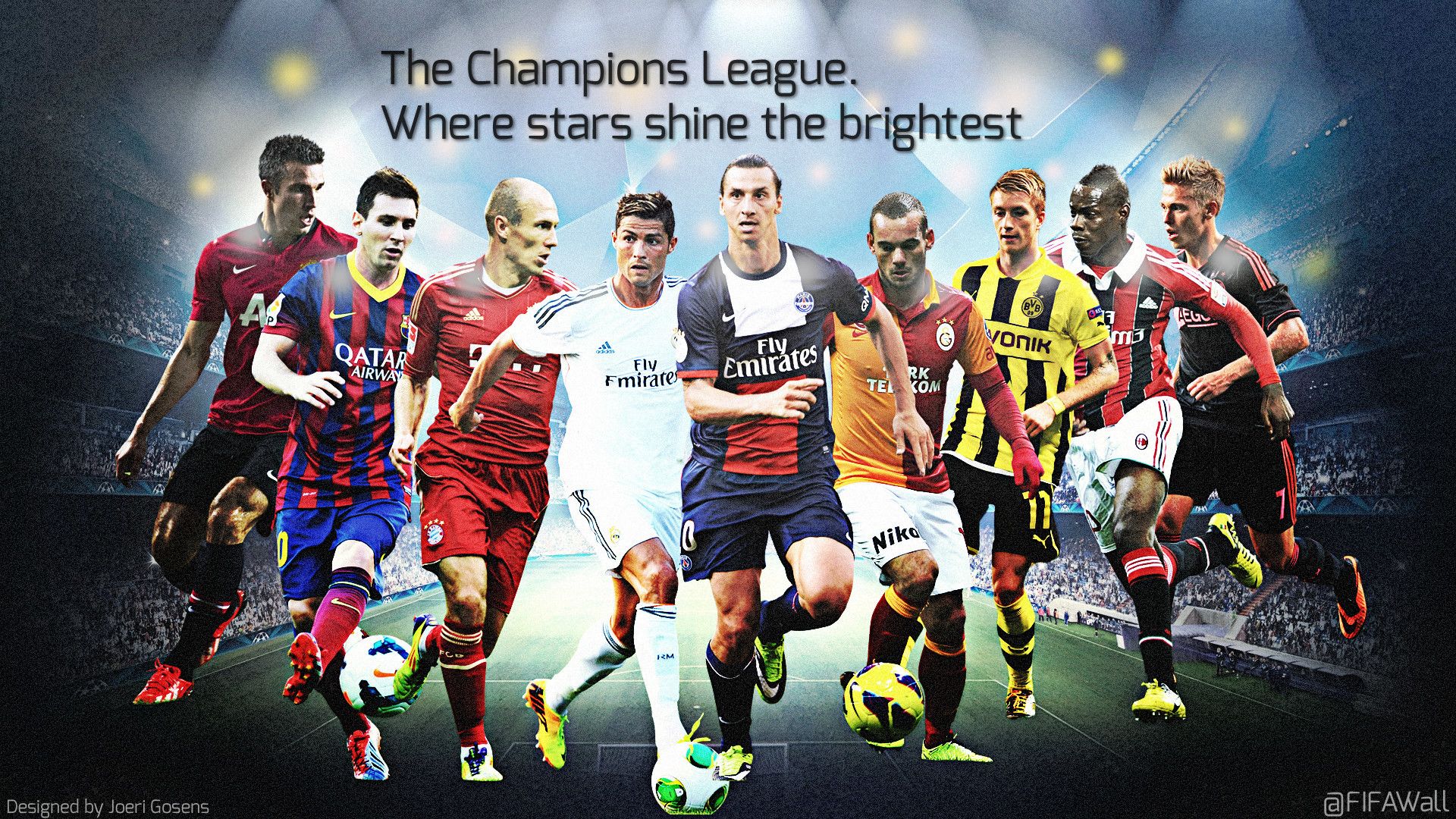 Collage giocatori calcio Champions League, 1920x1080 Full HD, PC