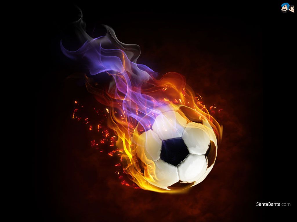 Pallone da calcio in fiamme, 1024x768 HD, Laptop