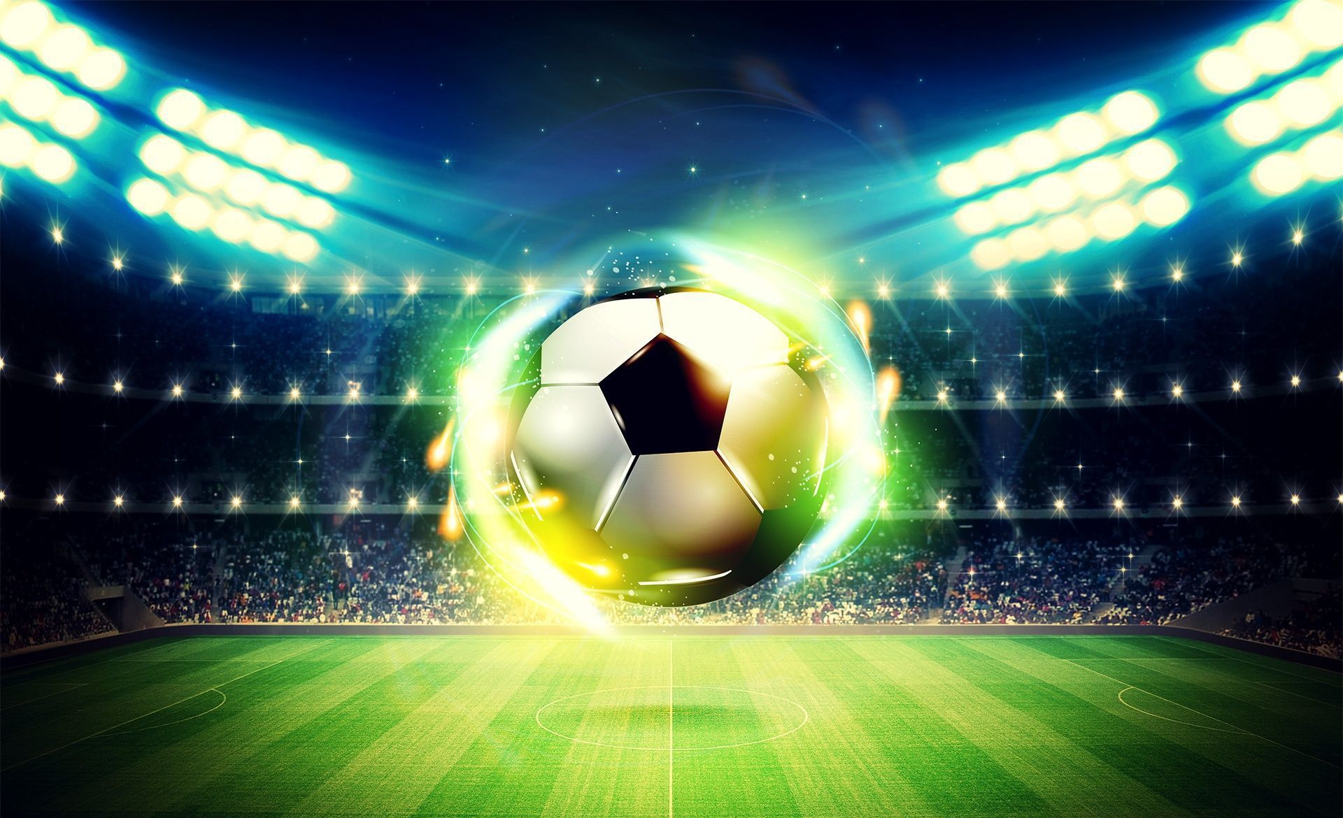Pallone da calcio luminoso stadio, 1920x1170 Full HD, PC Desktop