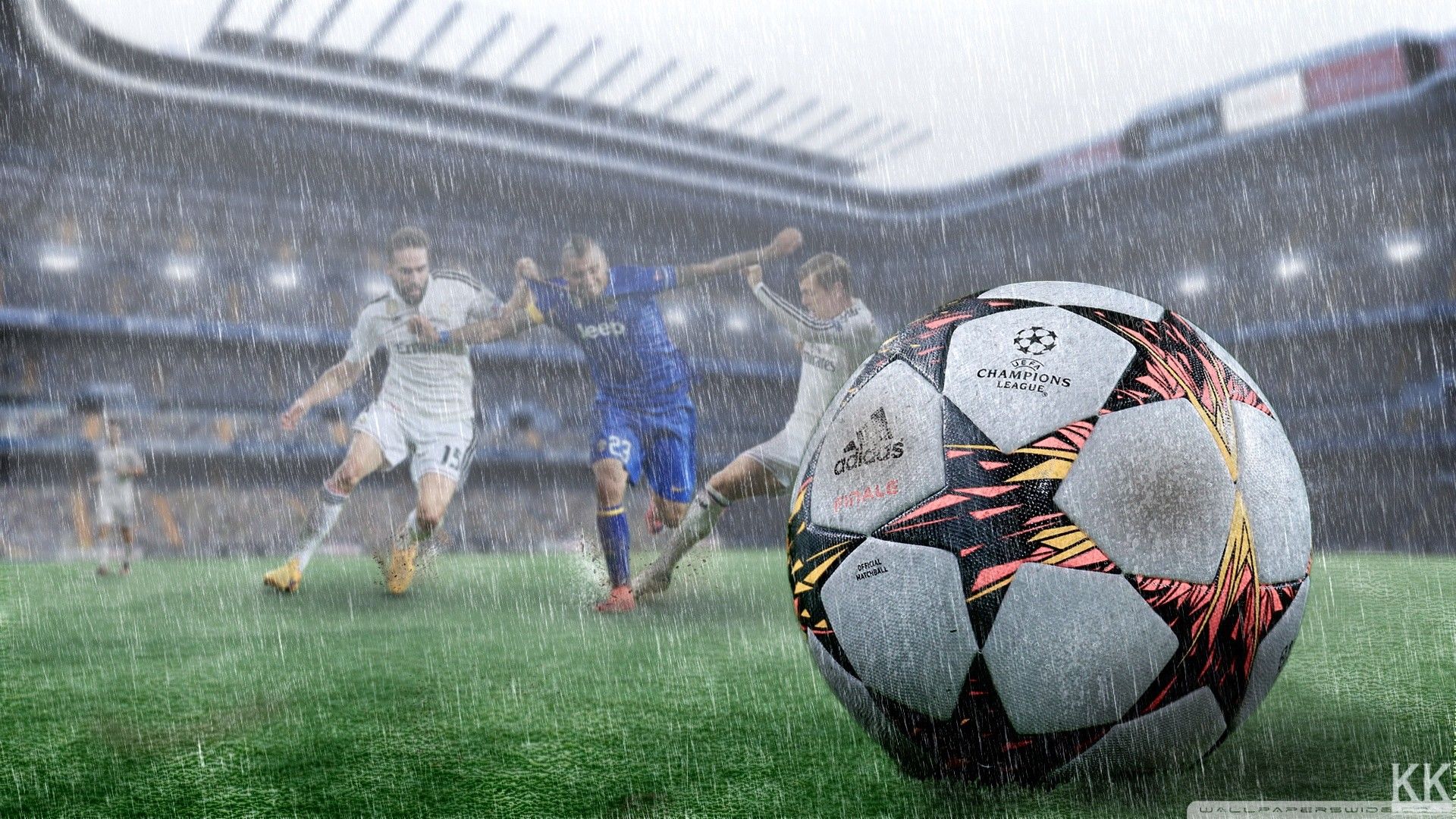 Pallone da calcio sotto pioggia, 1920x1080 Full HD, PC Desktop