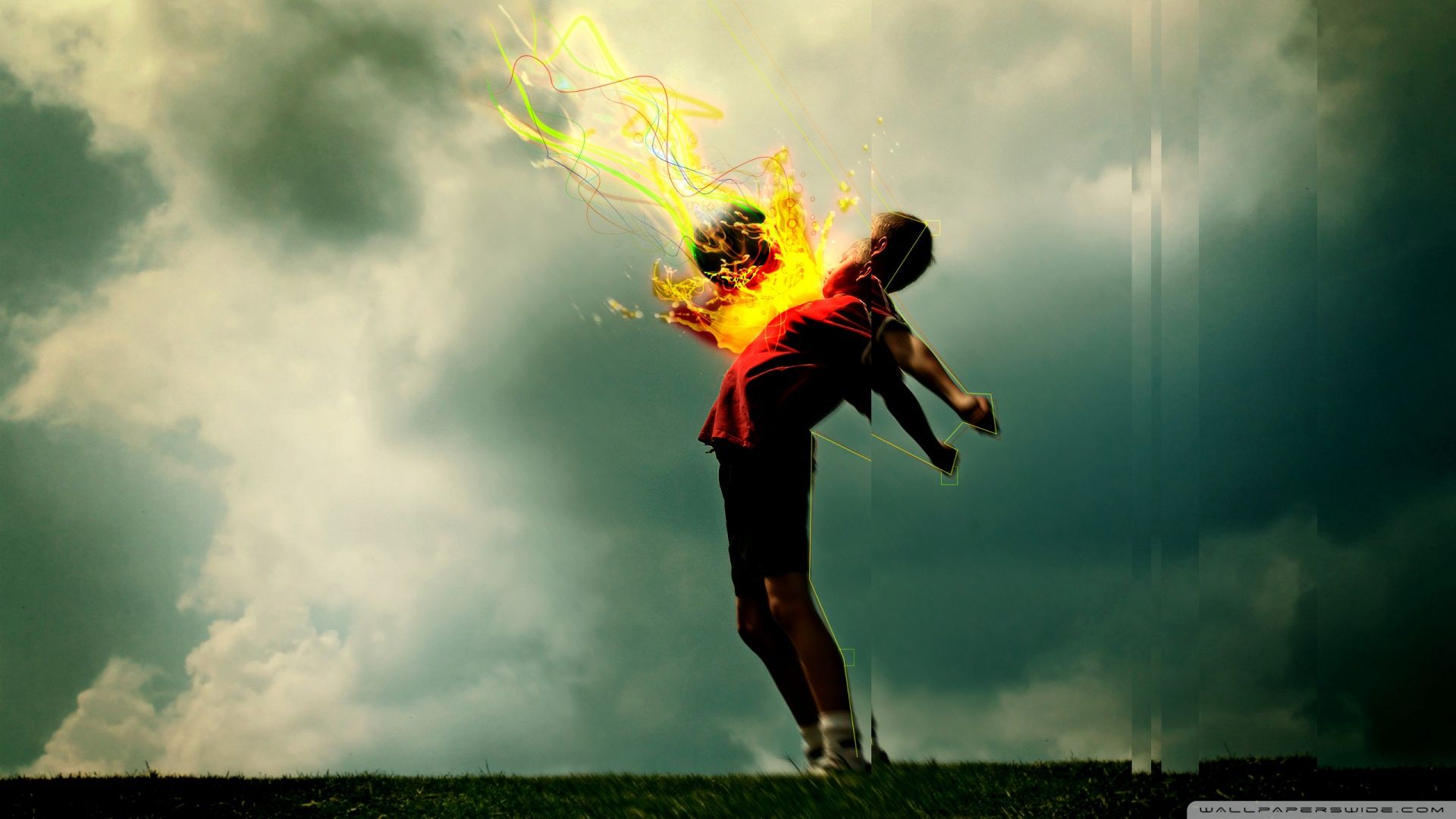Calciatore con testa in fiamme, 1920x1080 Full HD 1080p, PC Desktop
