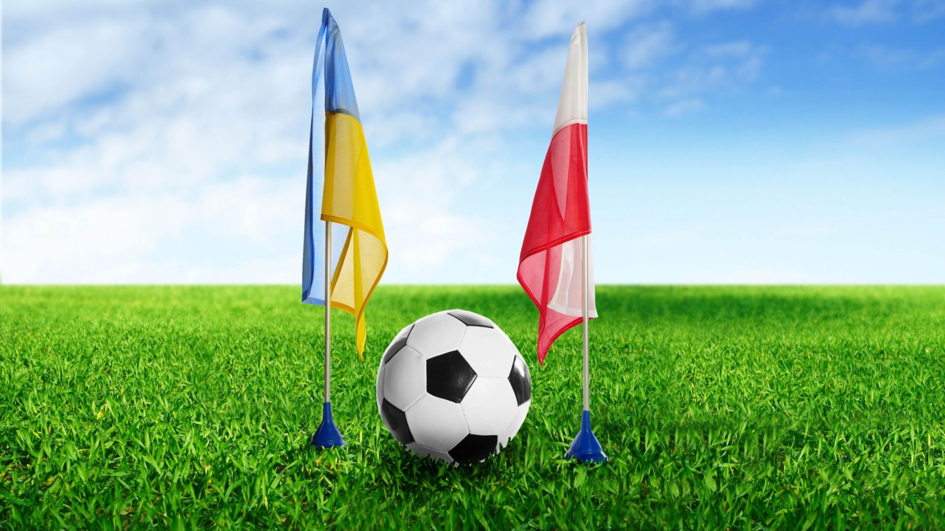 Pallone da calcio con bandierine d'angolo, 1920x1080 Full HD, PC