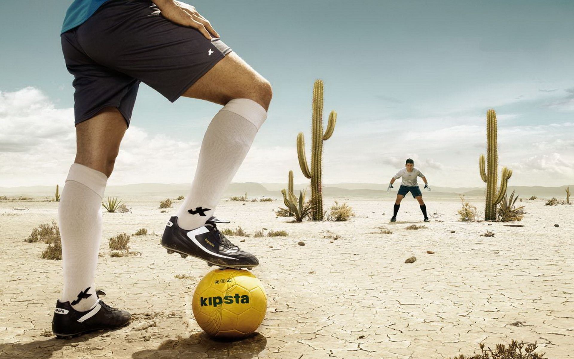 Calcio nel deserto con cactus, 1920x1200 Full HD+, Desktop