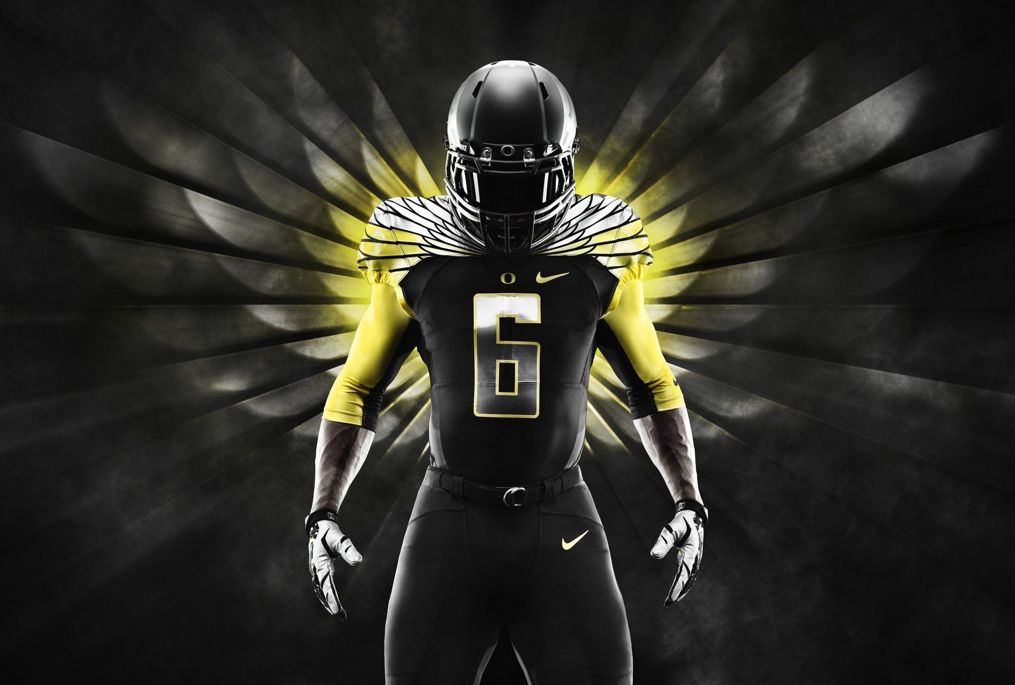 Giocatore football americano Oregon nero, 2048x1382 2K, PC Desktop
