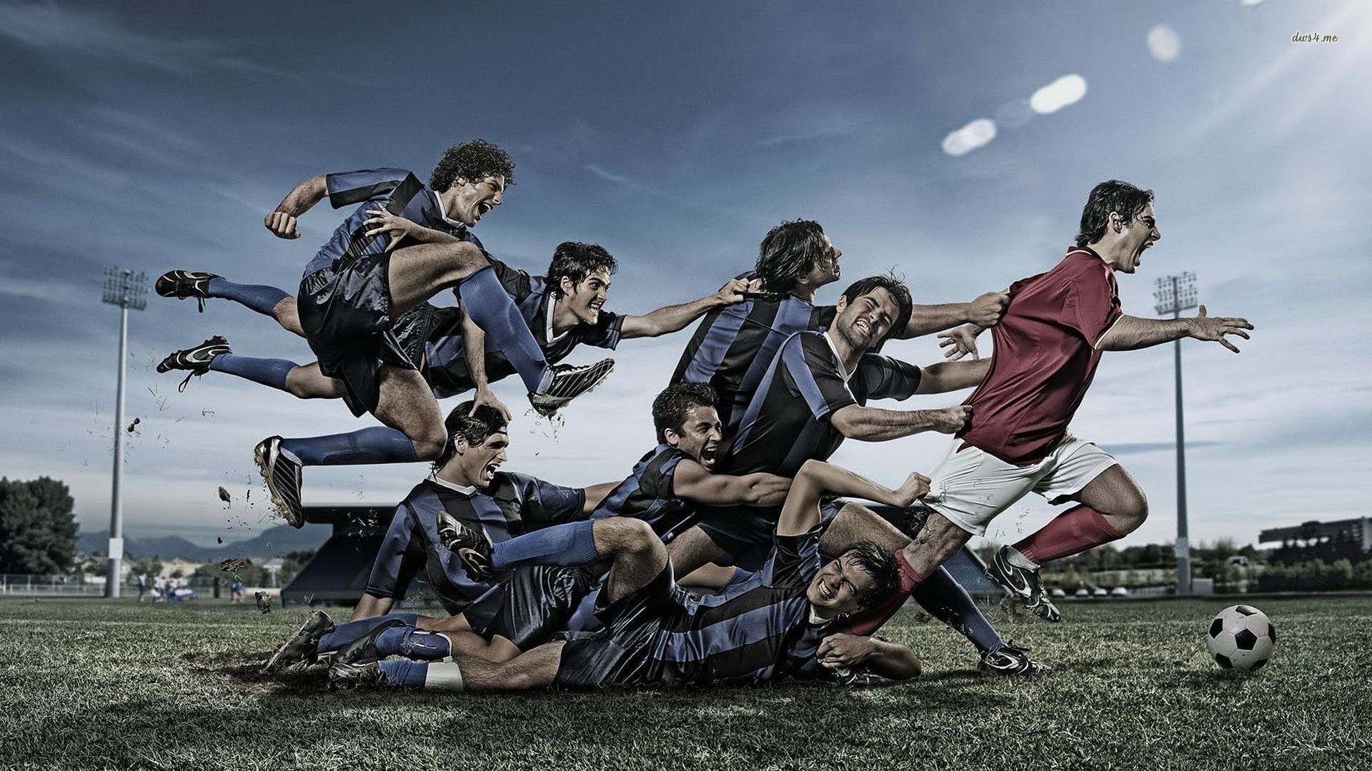 Calciatori in azione fotomontaggio, 1920x1080 Full HD 1080p, Desktop