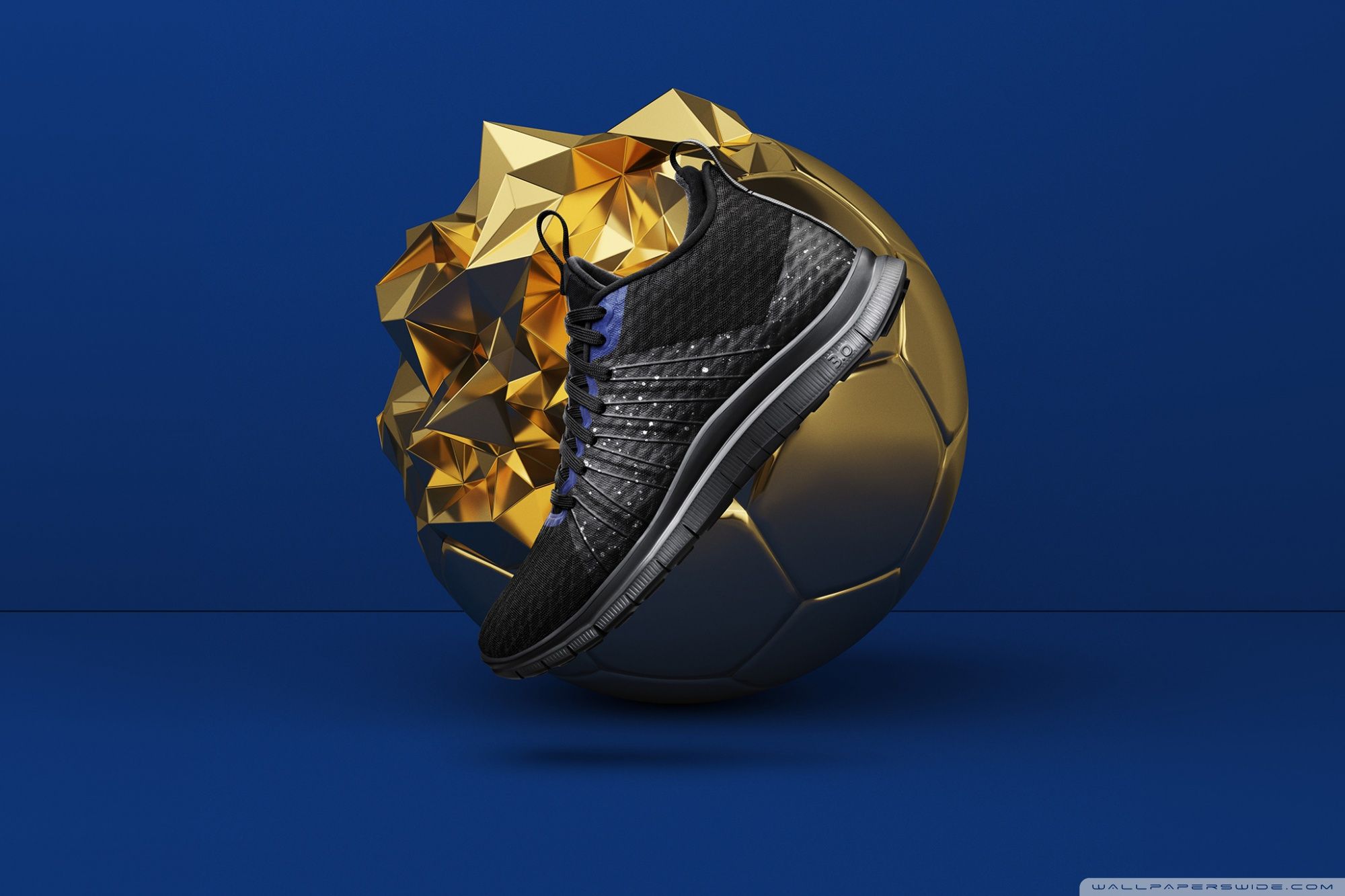 Scarpa Nike nera pallone dorato, 2000x1333 alta risoluzione, iMac