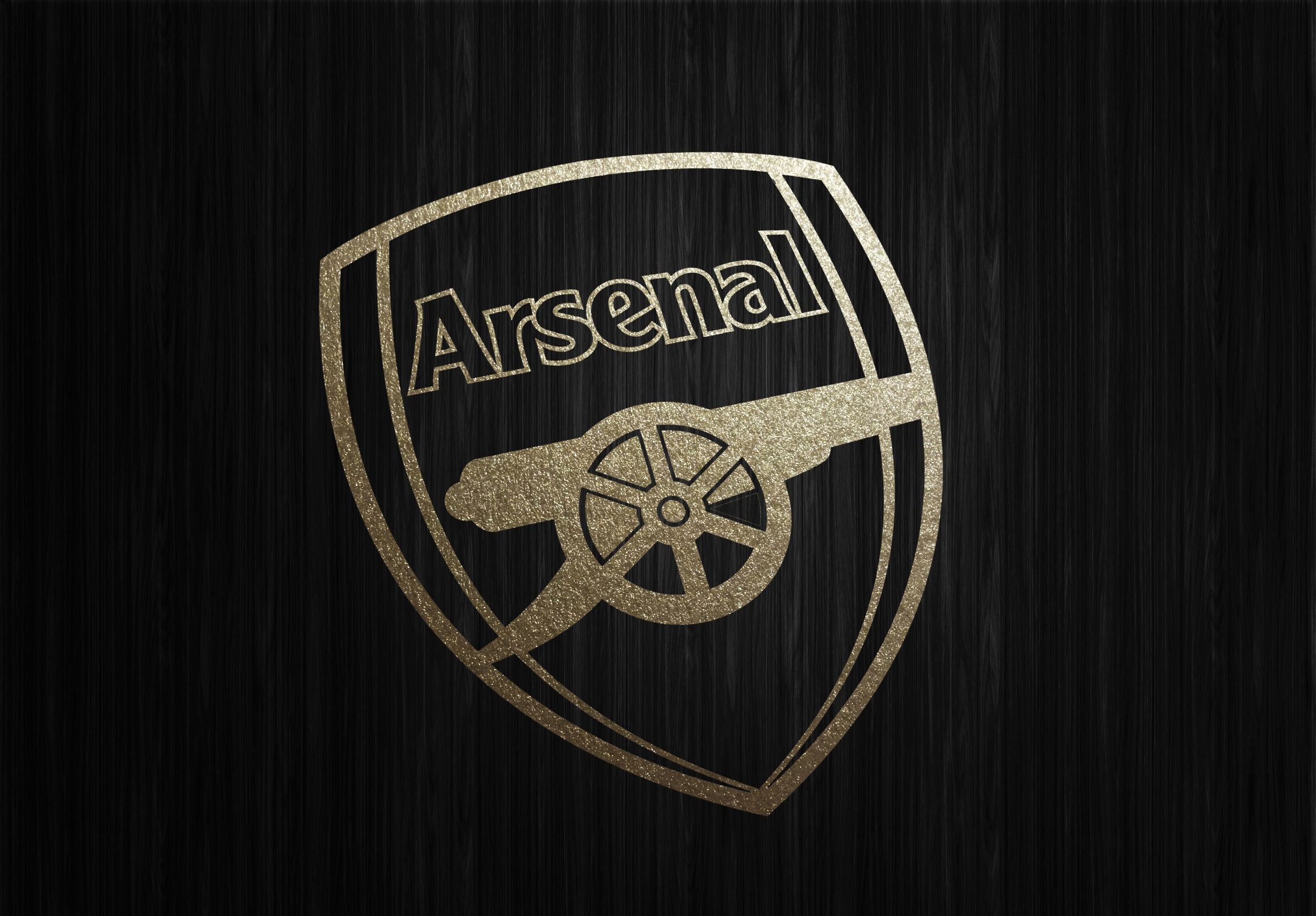 Logo Arsenal dorato, calcio, 2300x1600 2K, Desktop