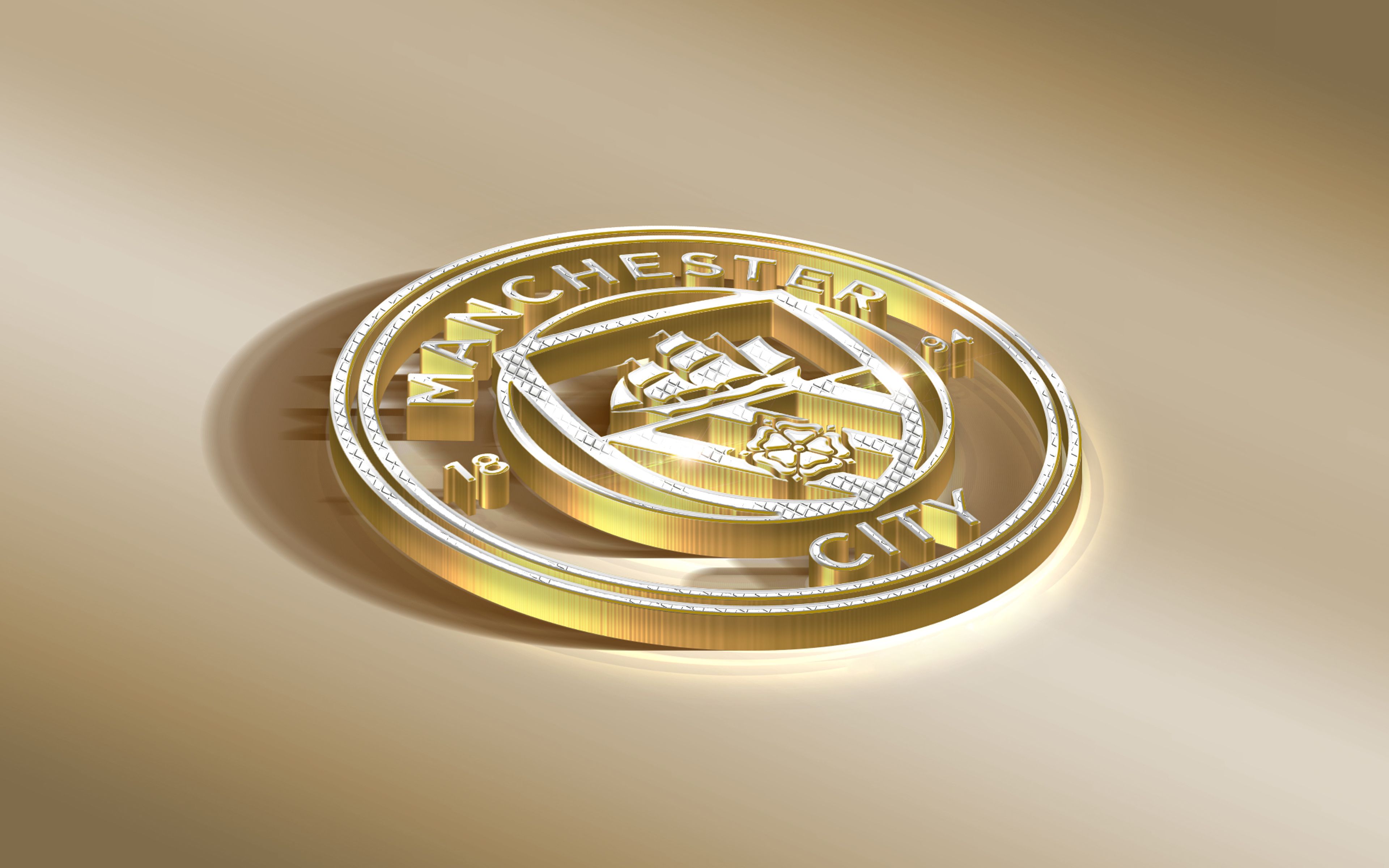 Stemma Manchester City oro, Premier League, 3840x2400 Ultra HD, 4K TV