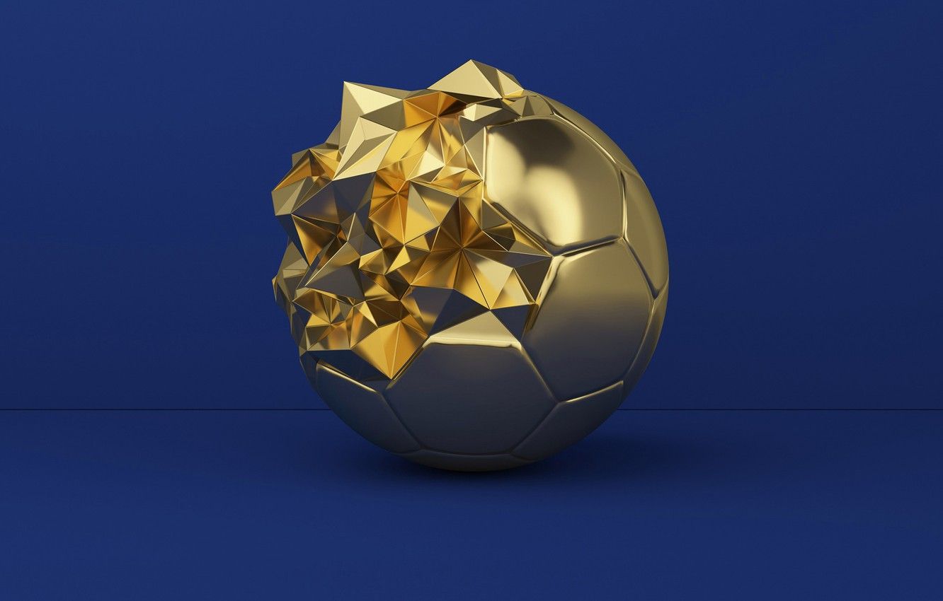 Pallone da calcio dorato frantumato, 1332x850 HD, Desktop