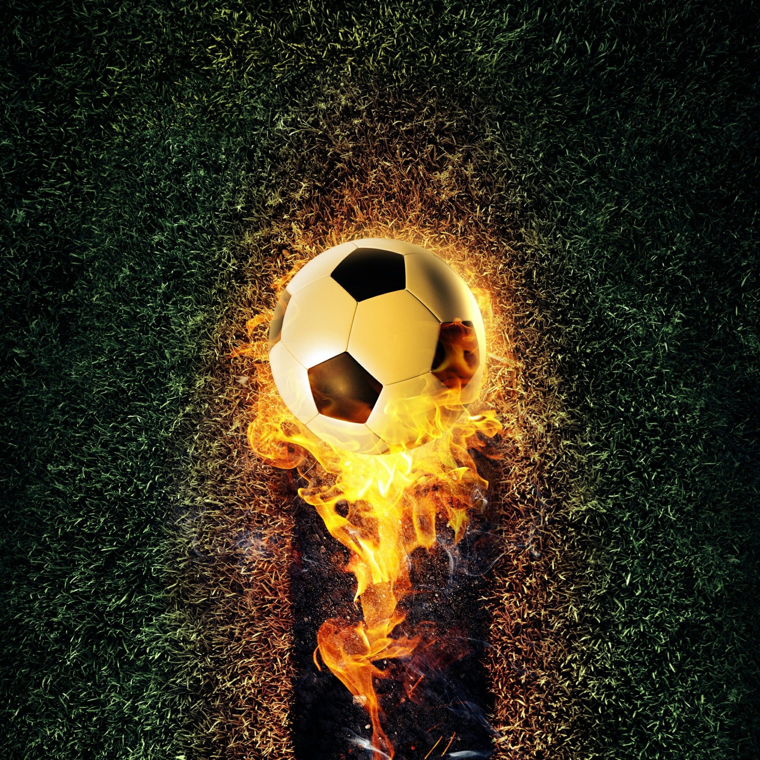 Pallone da calcio in fiamme, 2560x2560 WQXGA, PC