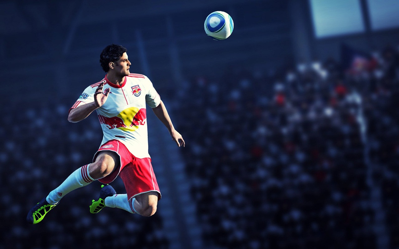 Calciatore in salto, colpo di testa, sfondi di Calcio, 1280x800 HD, Desktop