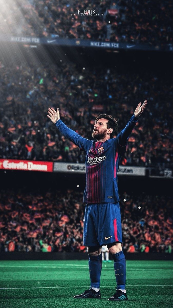 Messi con maglia Barcellona, stadio, Liga, sfondi di Calcio, 675x1200 Full HD Verticale, iPhone