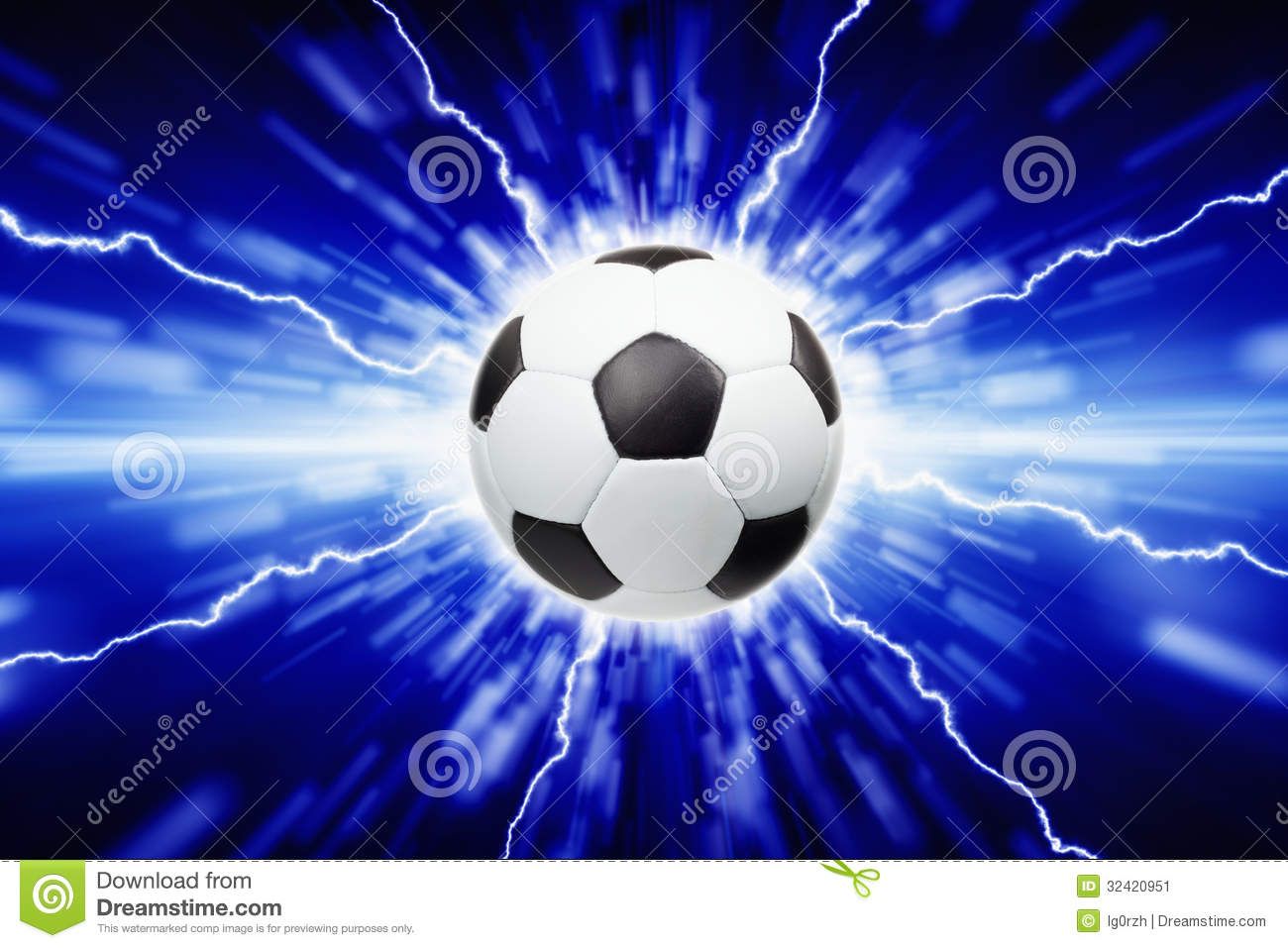 Pallone da calcio con fulmini blu, 1300x957 HD, Desktop