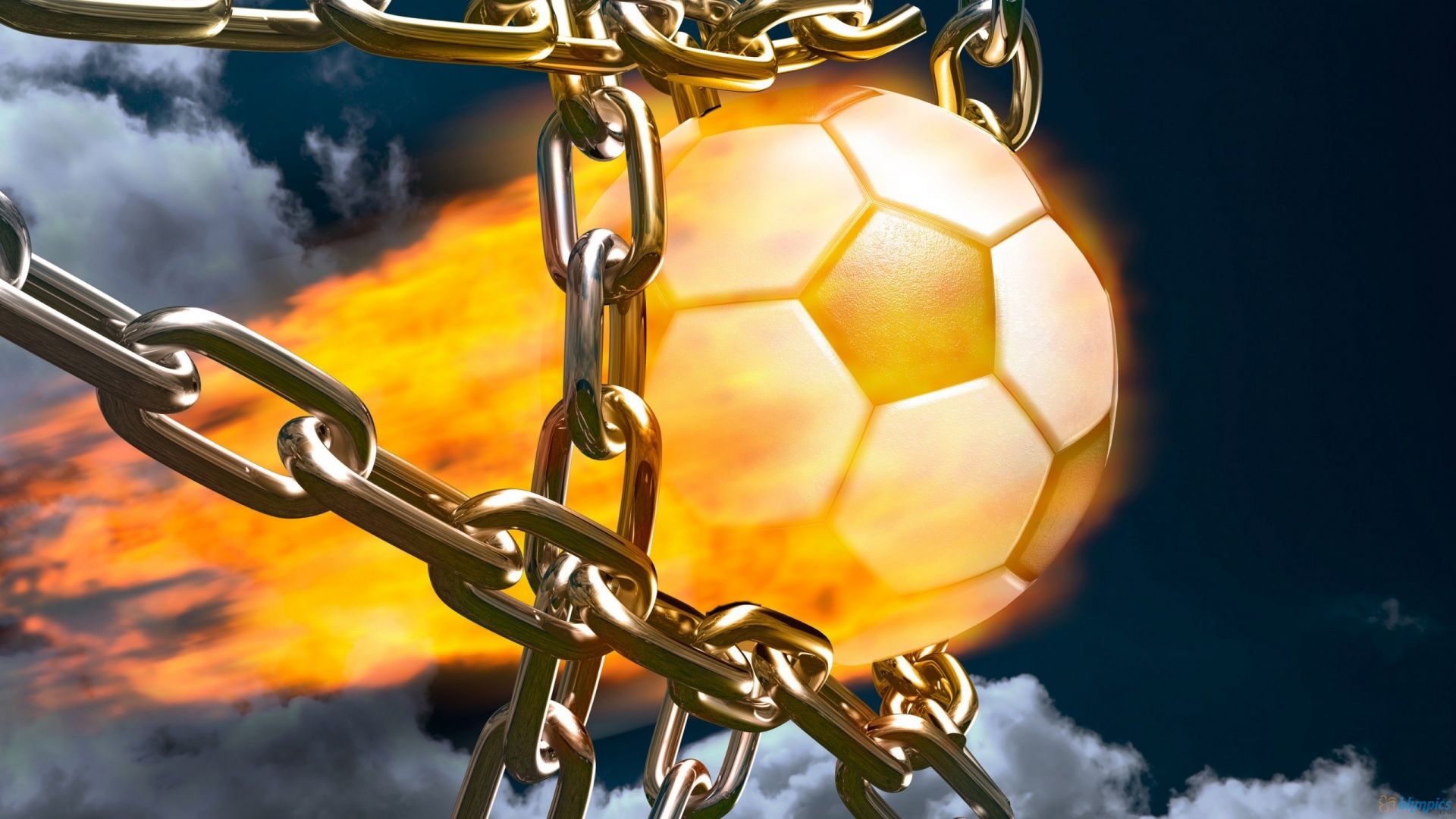 Pallone da calcio infuocato con catene, 1920x1080 Full HD 1080p, Desktop