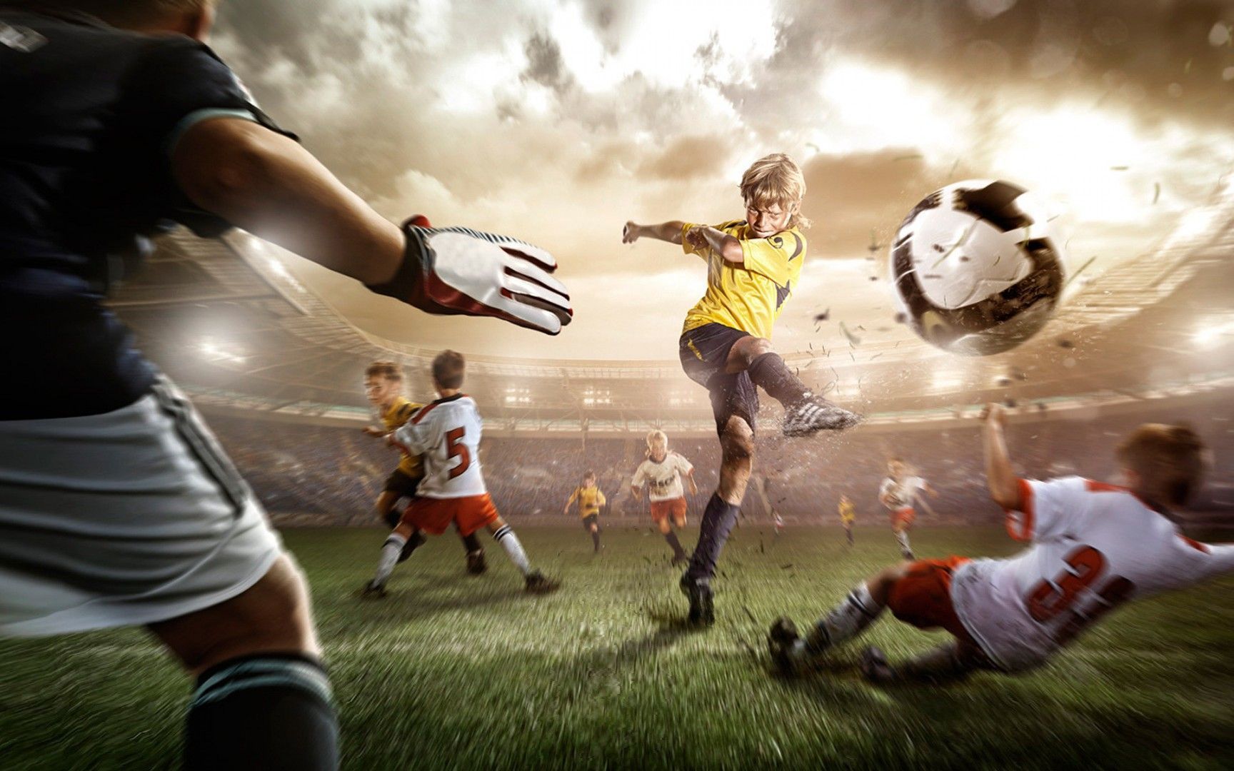 Calciatori in azione stadio, sfondi di Calcio, 1728x1080 HD Ready, iMac