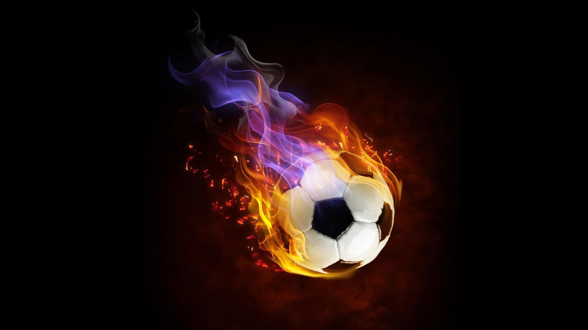 Pallone da calcio in fiamme, sfondi di Calcio, 1920x1080 Full HD 1080p, PC