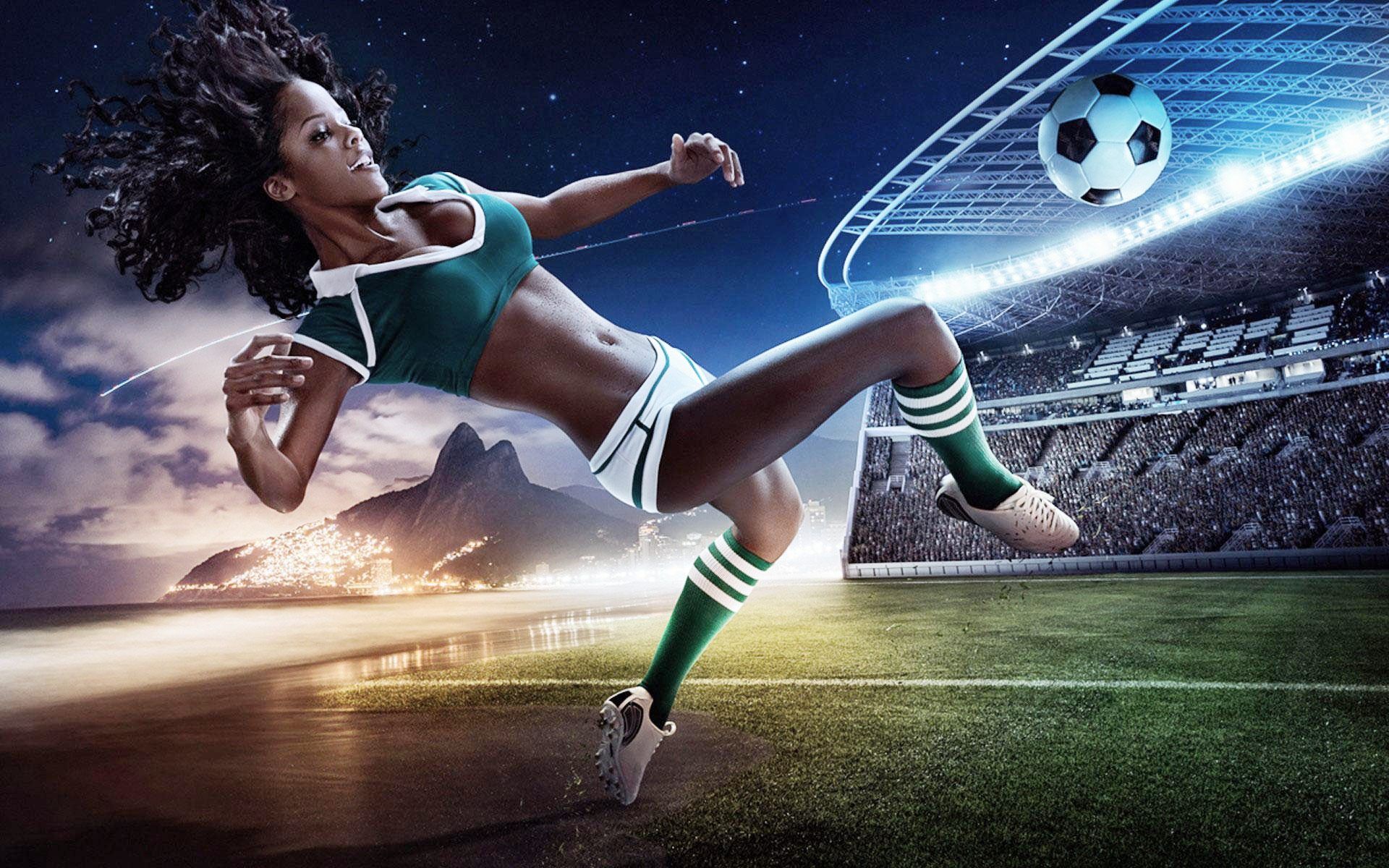 Calciatrice donna in azione stadio, sfondi di Calcio, 1920x1200 Full HD+ WUXGA, Desktop
