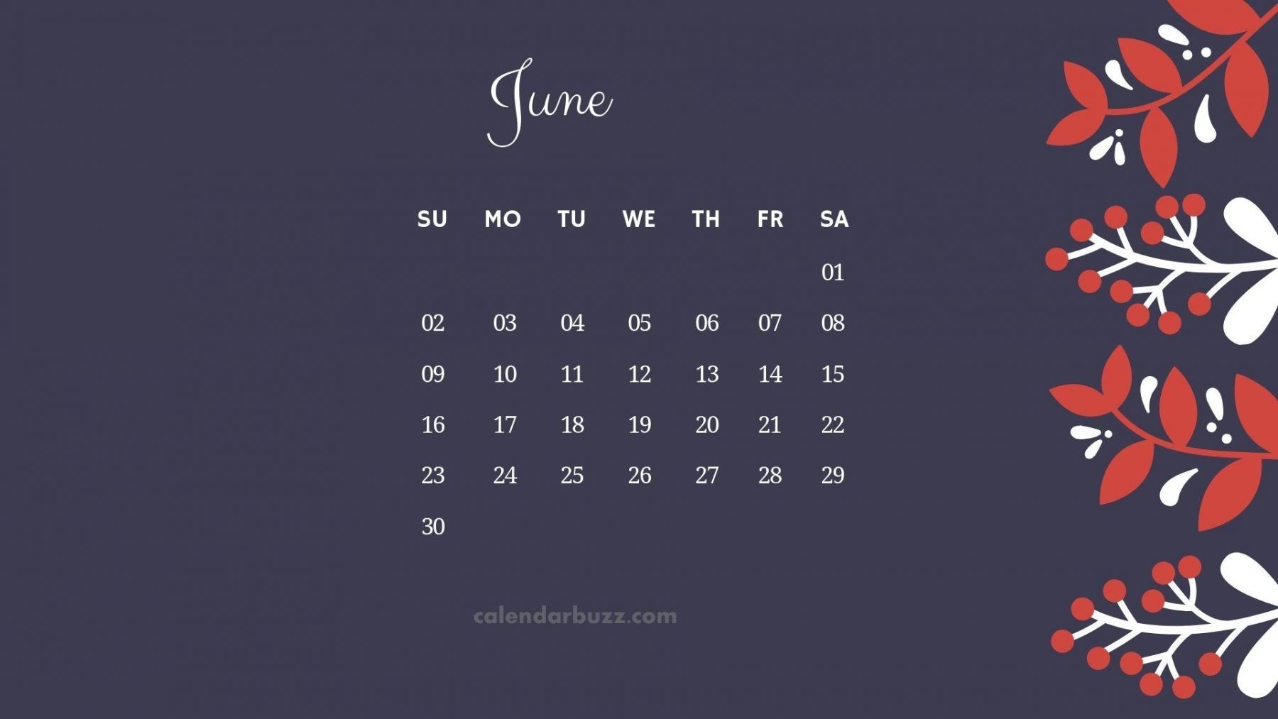 Calendario giugno 2019 floreale, 1800x1013 HD, PC