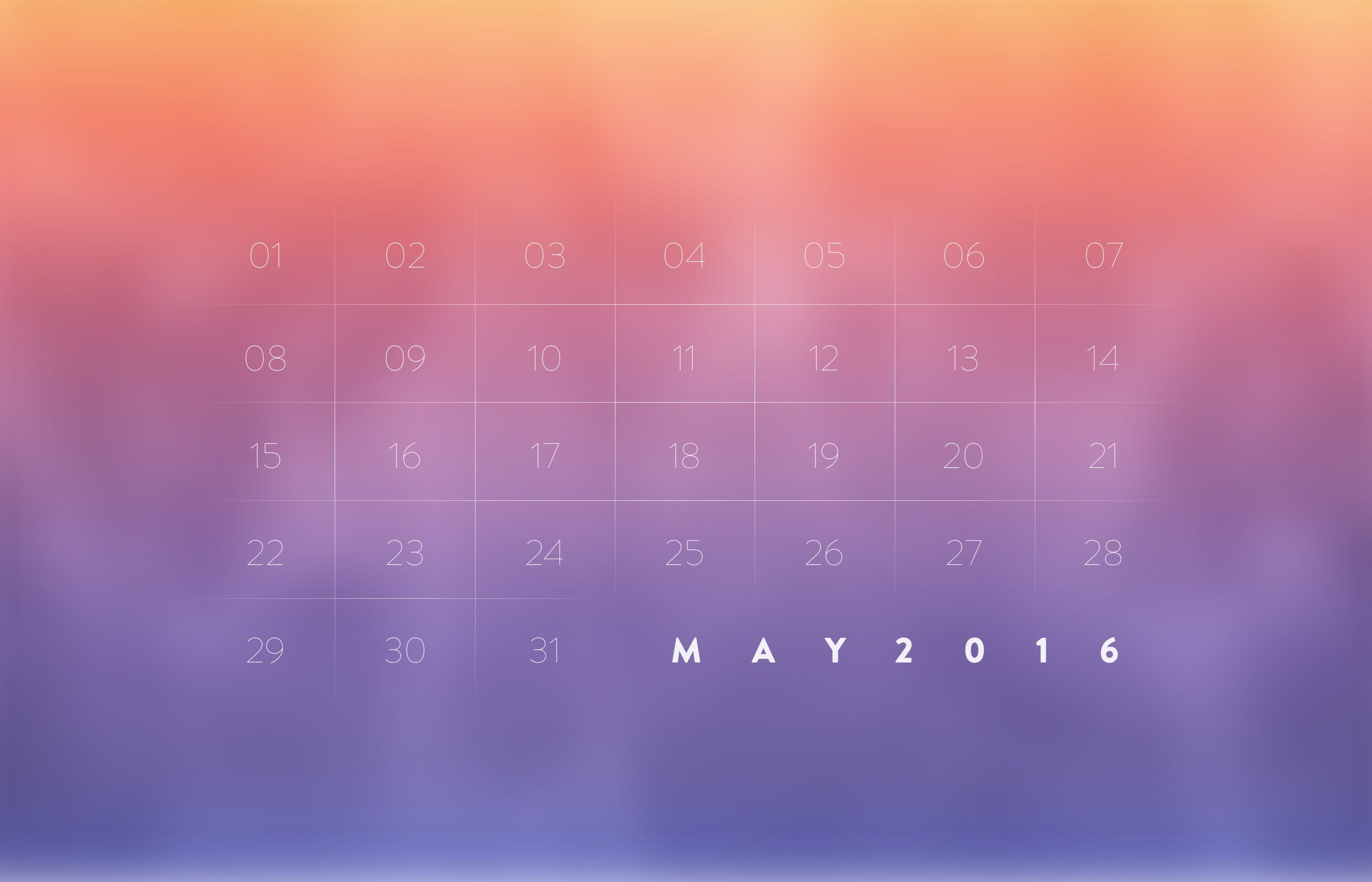 Calendario maggio 2016 sfumato, 2800x1800 2K, Monitor Gaming