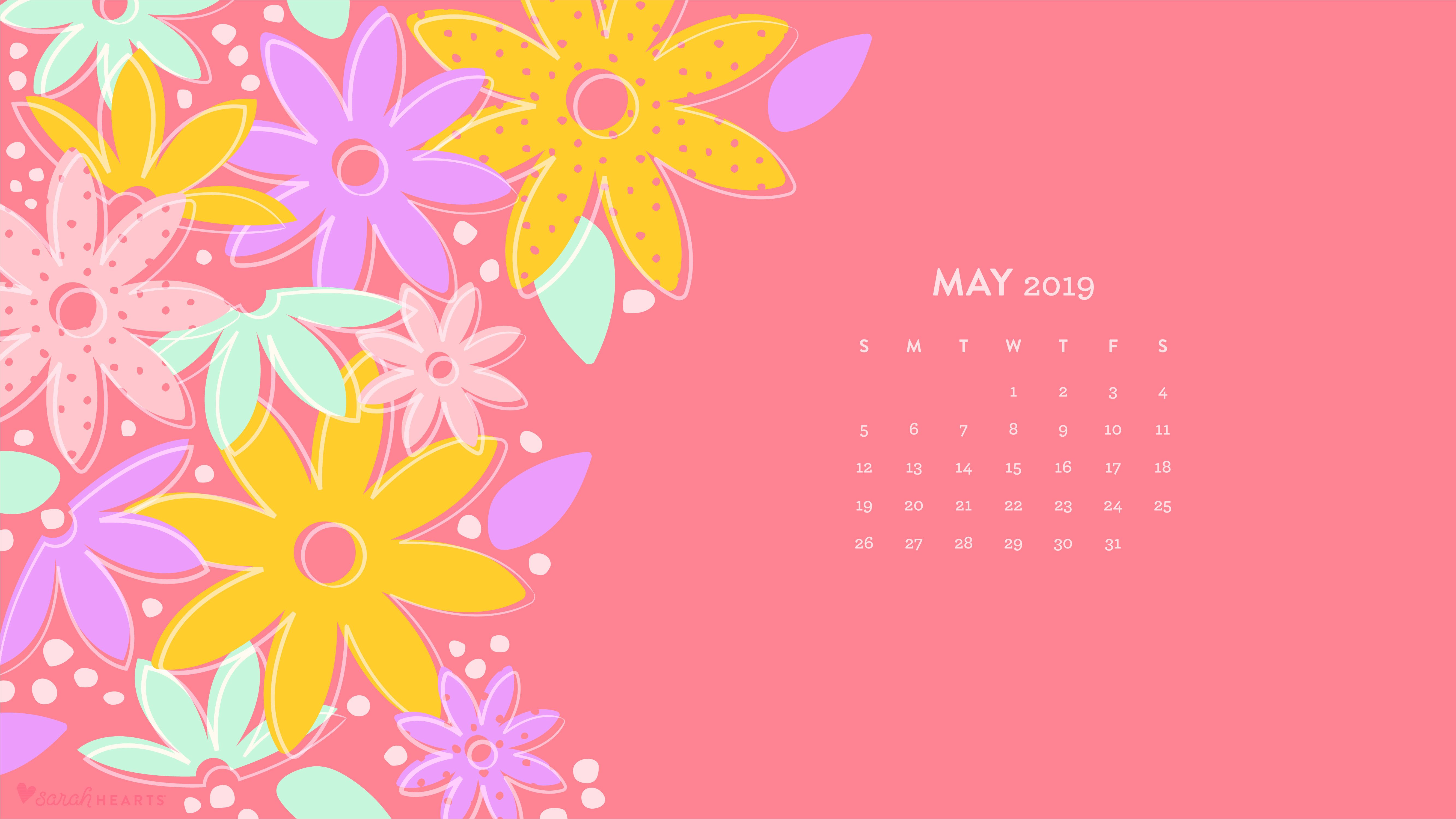 Calendario maggio con fiori colorati, 5334x3001 UHD, PC 4K