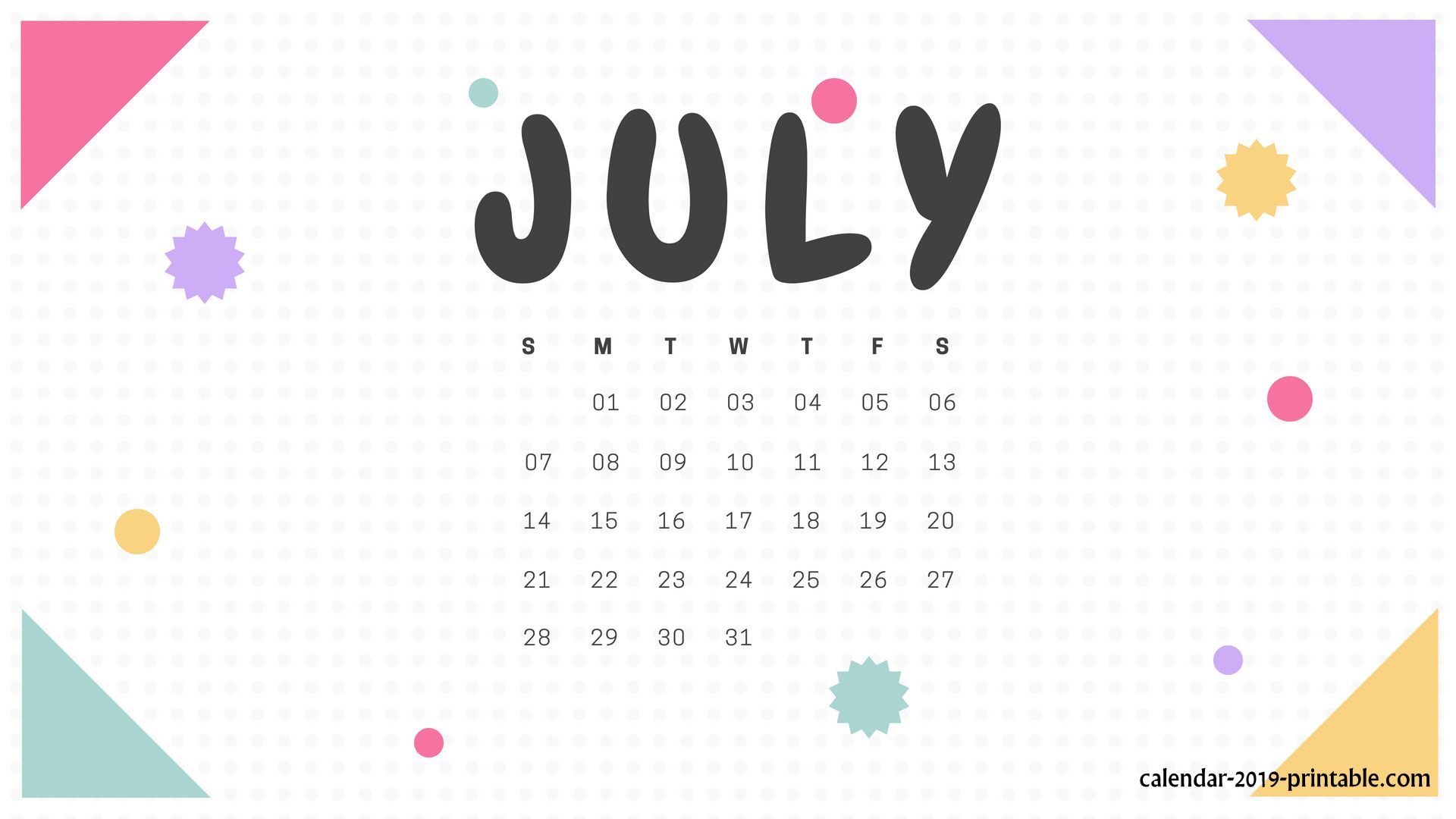 Calendario luglio 2019 pastello, 1920x1080 1080p, PC Desktop
