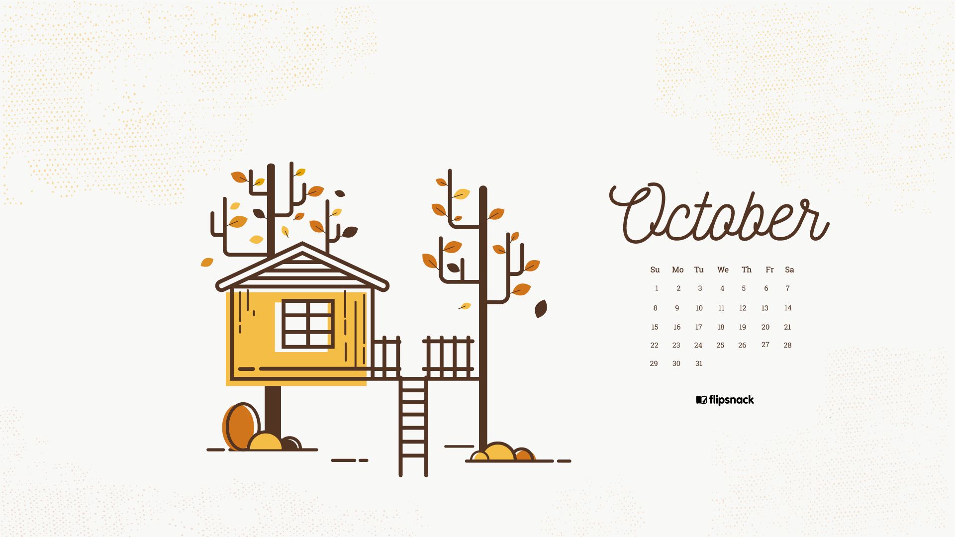 Casa sull'albero, calendario ottobre, 1920x1080 Full HD, Desktop