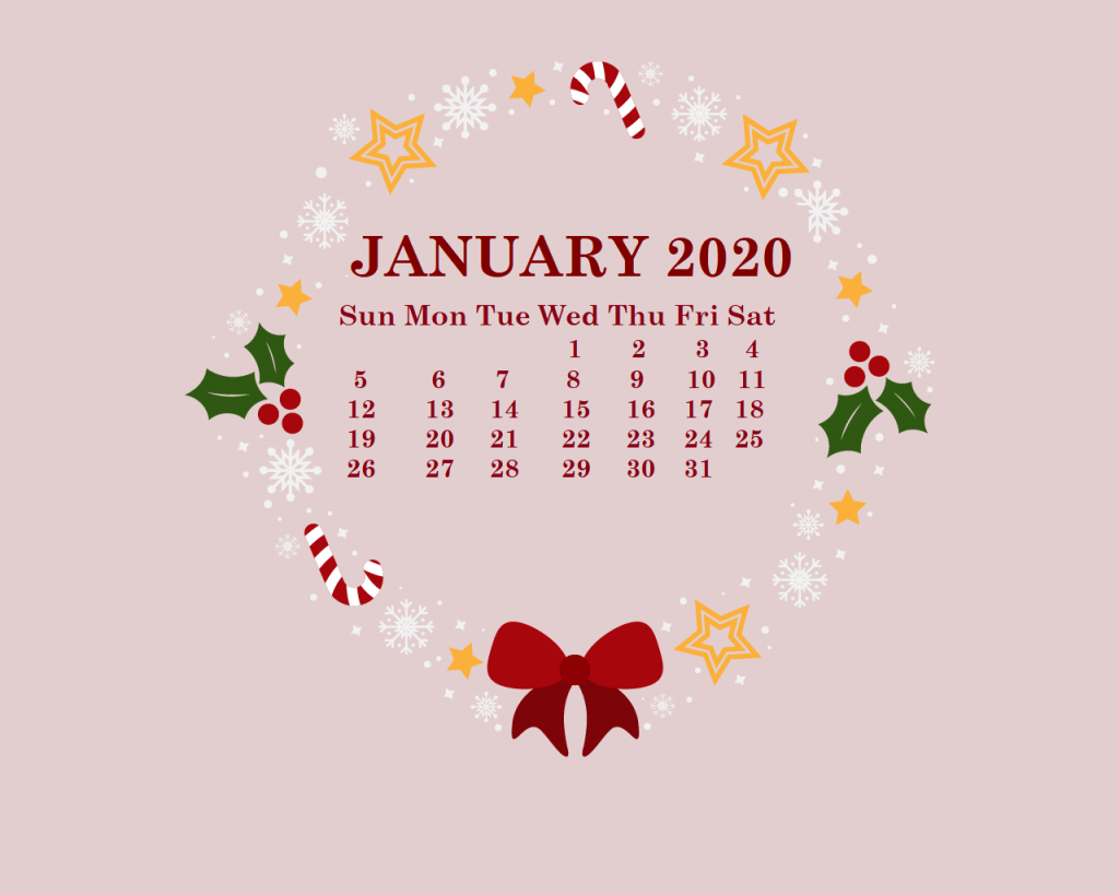 Calendario gennaio 2020 ghirlanda natalizia, 1024x819 HD, Desktop