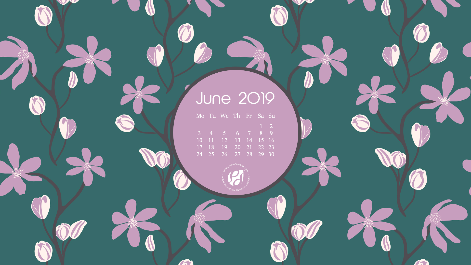 Calendario giugno 2019 floreale, 1920x1080 1080p, Laptop