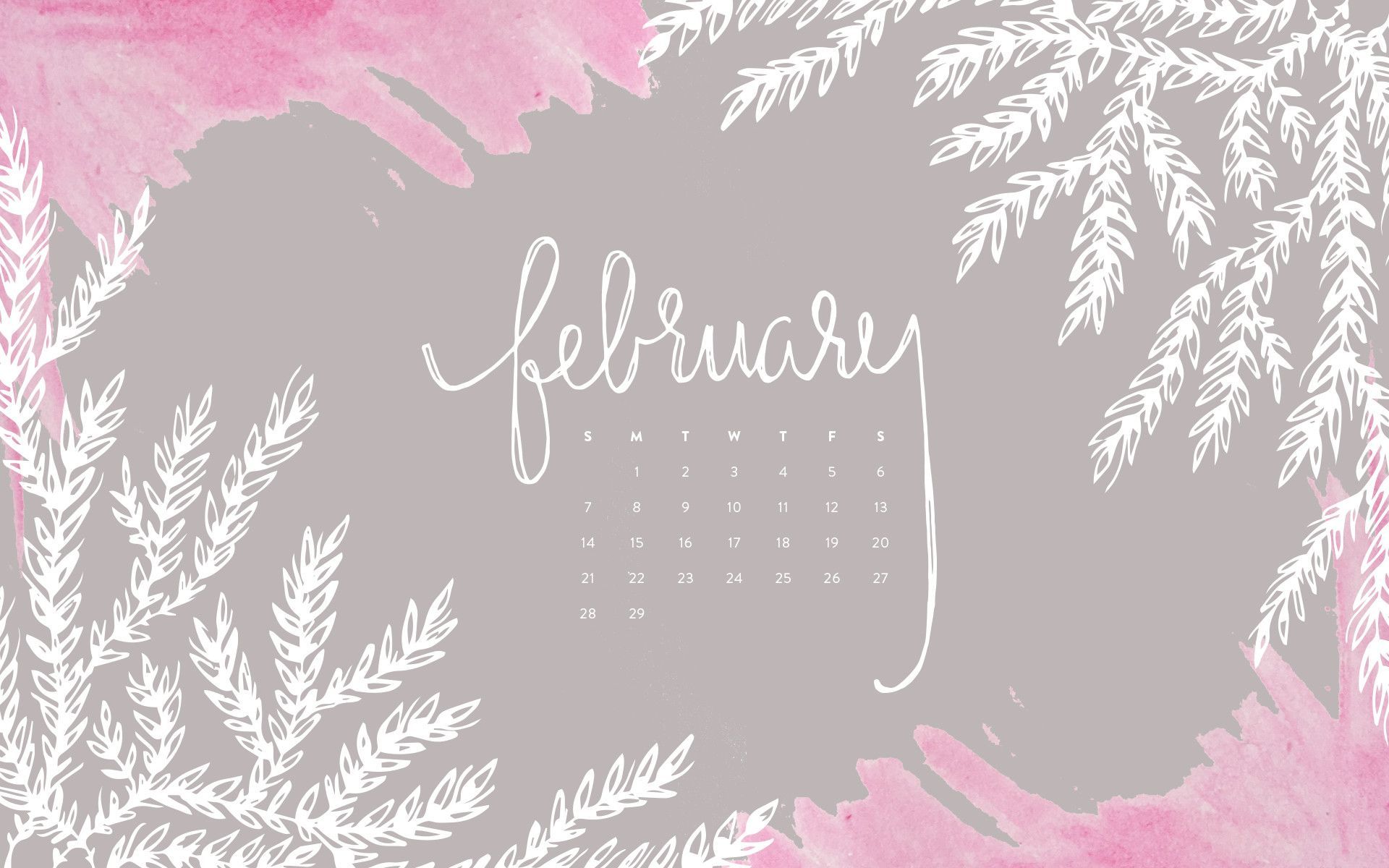 Calendario febbraio acquerello rosa, 1920x1200 WUXGA, Desktop