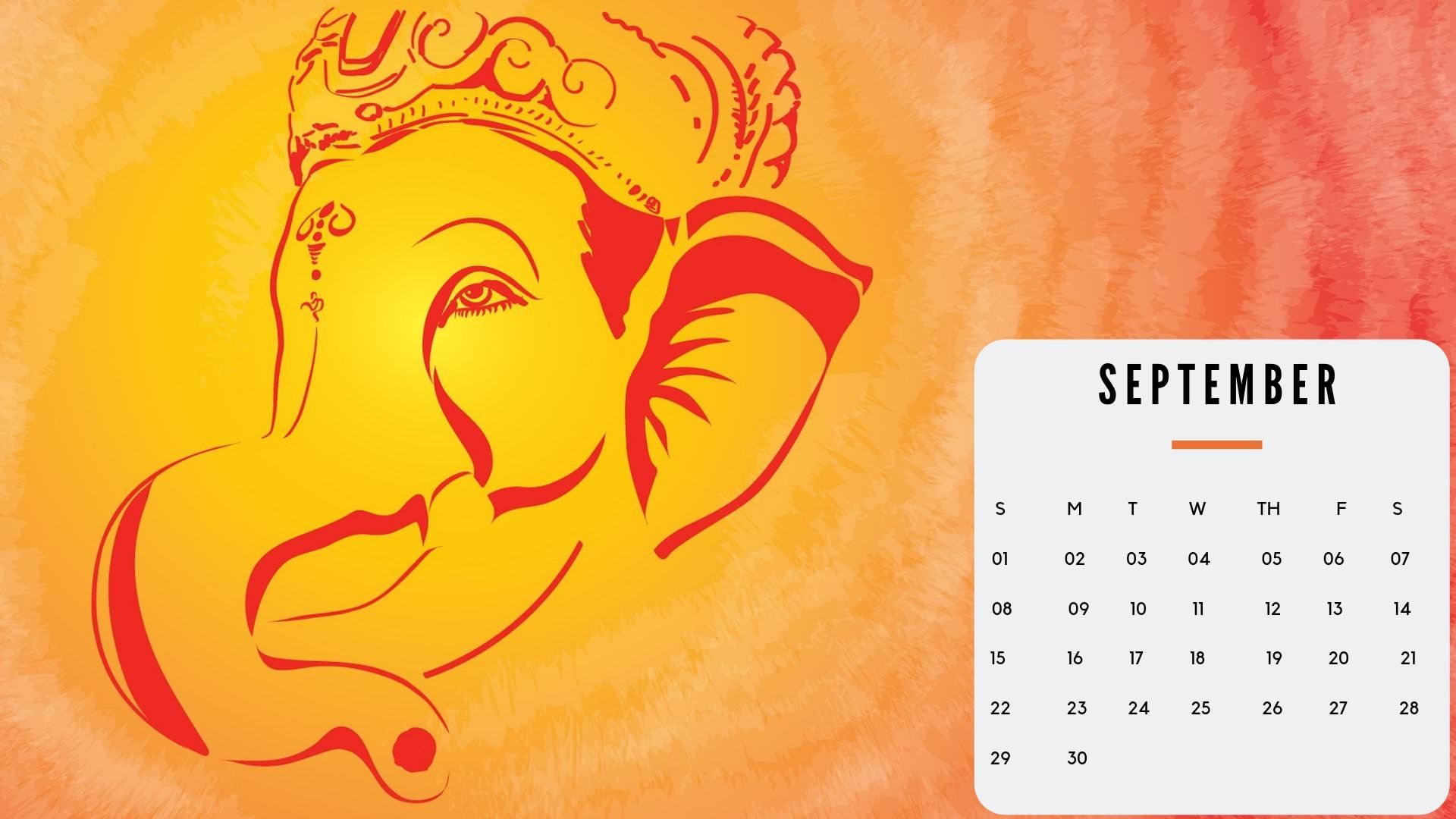 Ganesha calendario settembre acquarello, 1920x1080 1080p, Desktop