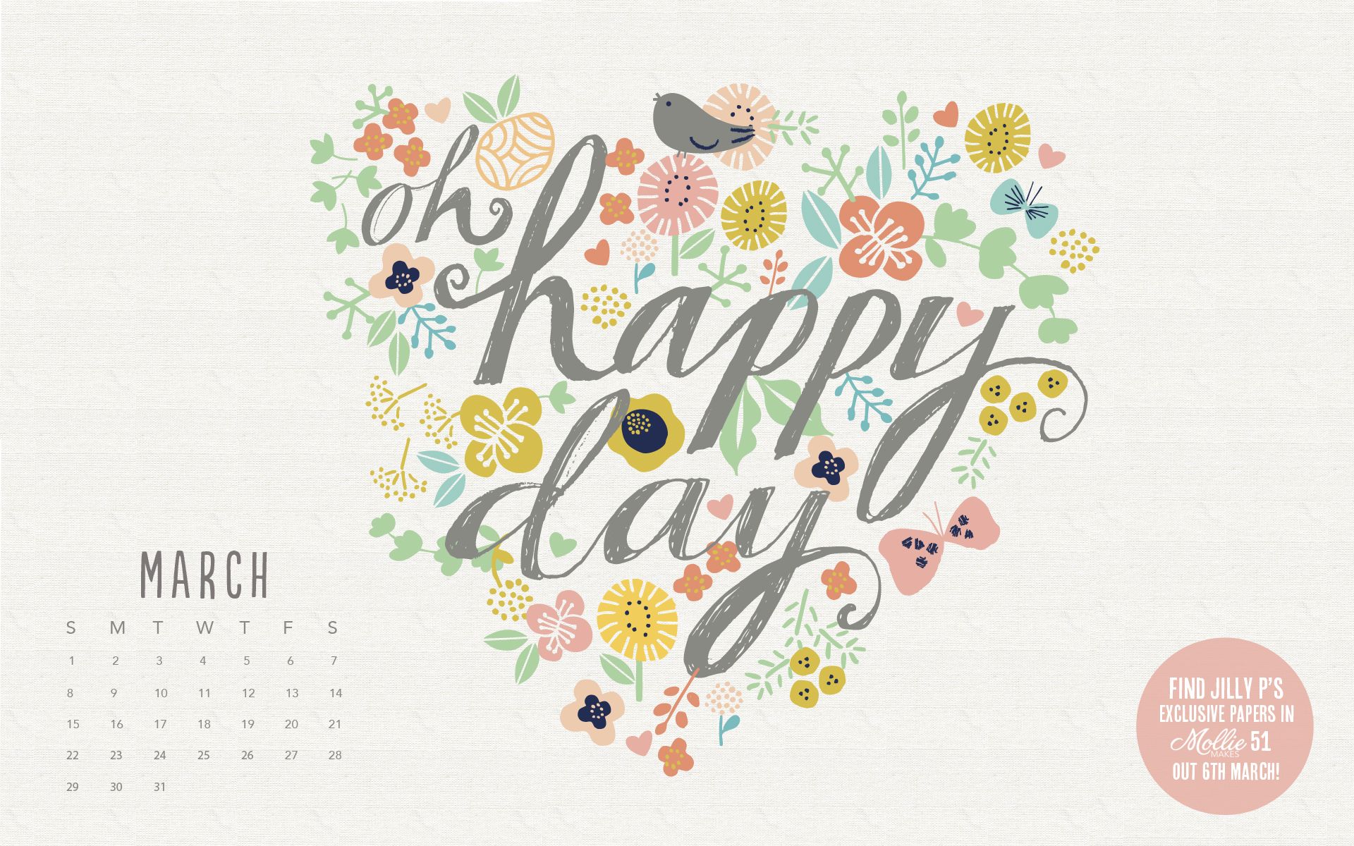 Calendario marzo cuore floreale, 1920x1200 Full HD+ WUXGA, PC Desktop