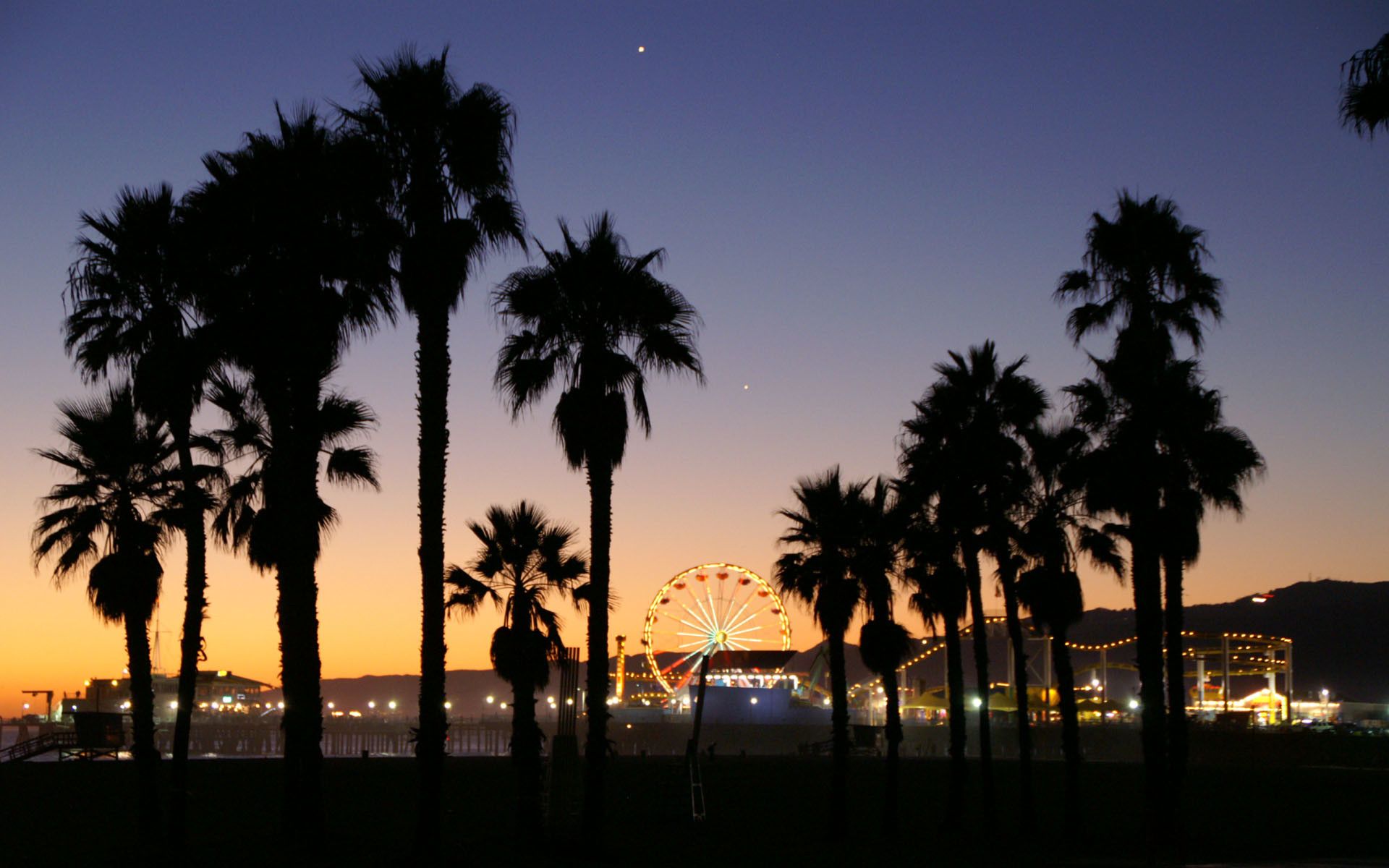 Palme al tramonto, Santa Monica, Route 66, 1920x1200 Full HD+ WUXGA, PC