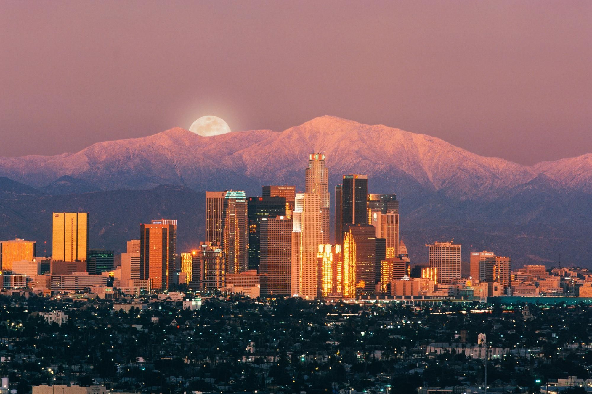 Los Angeles skyline montagne innevate, Hollywood, 1999x1333 Full HD+, Laptop