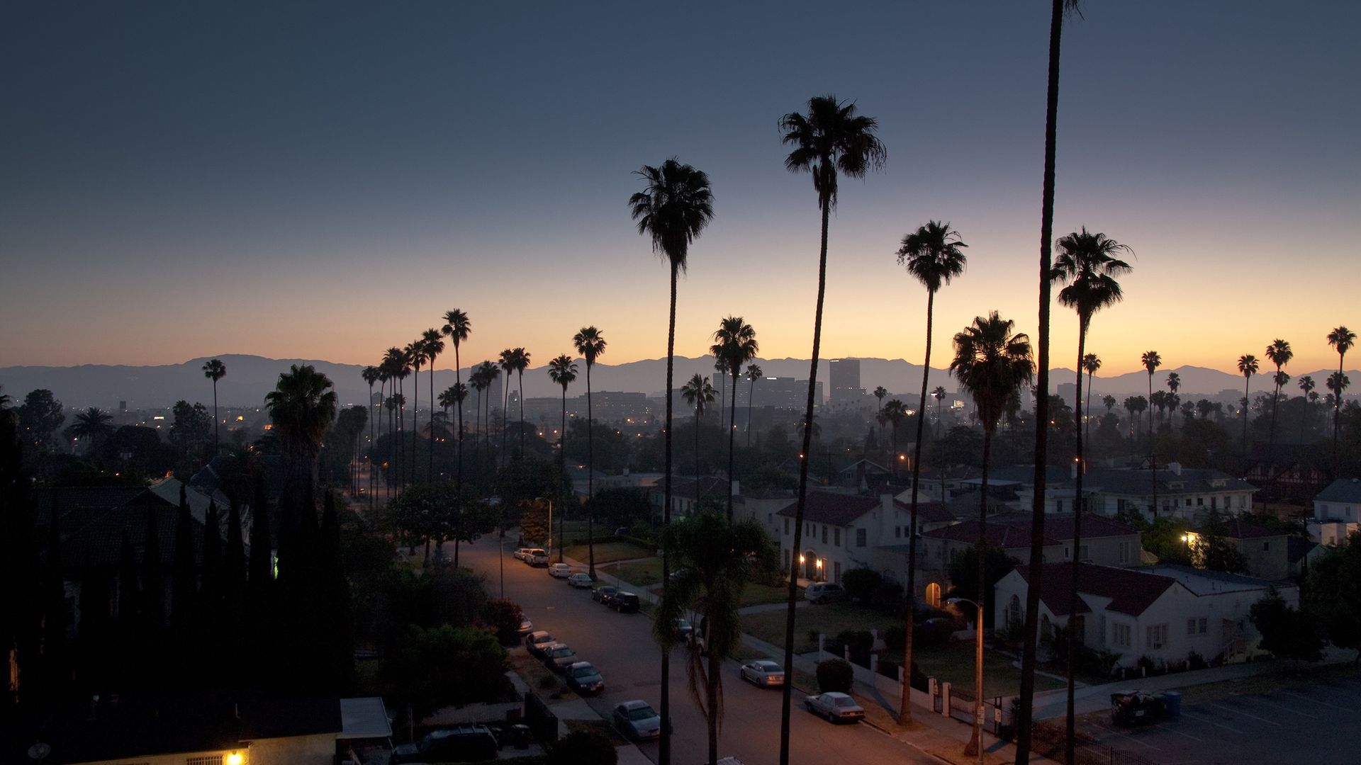 Palme al tramonto California, 1920x1080 Full HD 1080p, Desktop