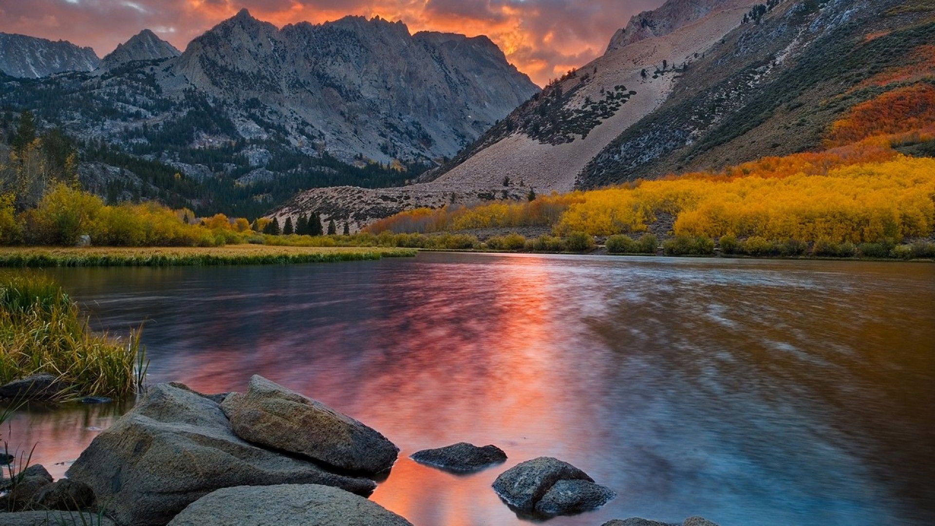 Lago montagne tramonto California, 1920x1080 1080p, PC