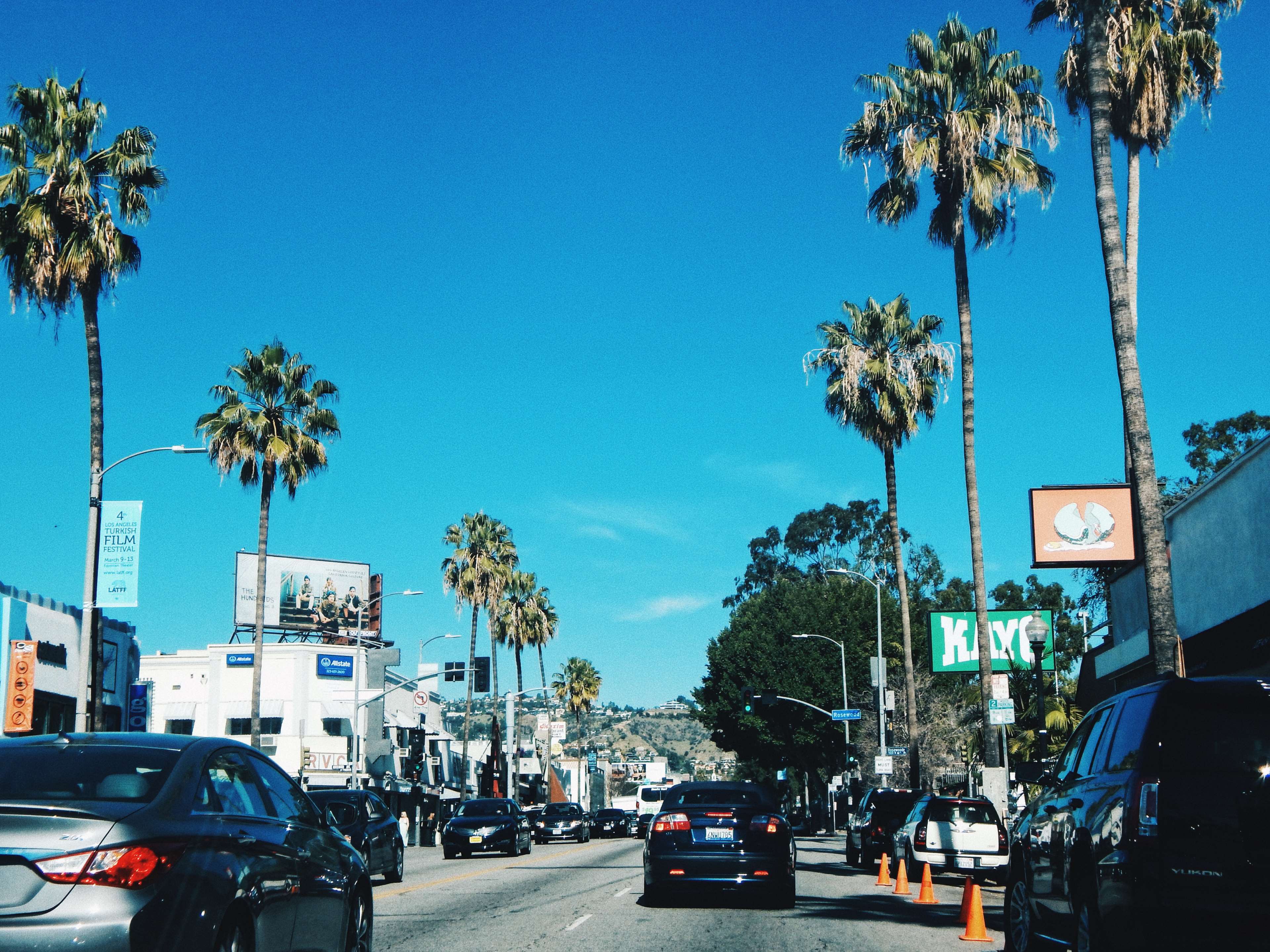 Strada palme Los Angeles traffico, 3840x2880 4K, Smart TV 4K