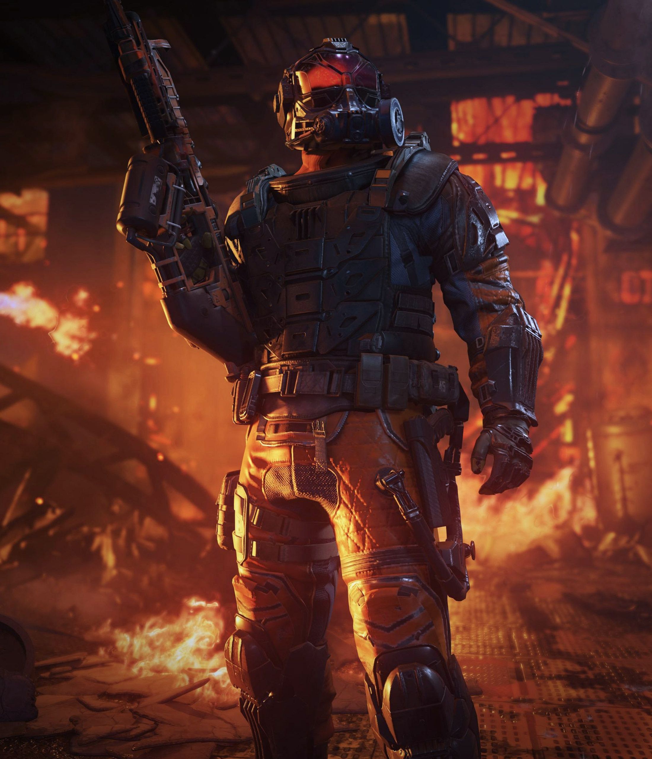 Soldato Black Ops 4 tra fiamme, 2200x2560 Full HD Verticale, Smartphone