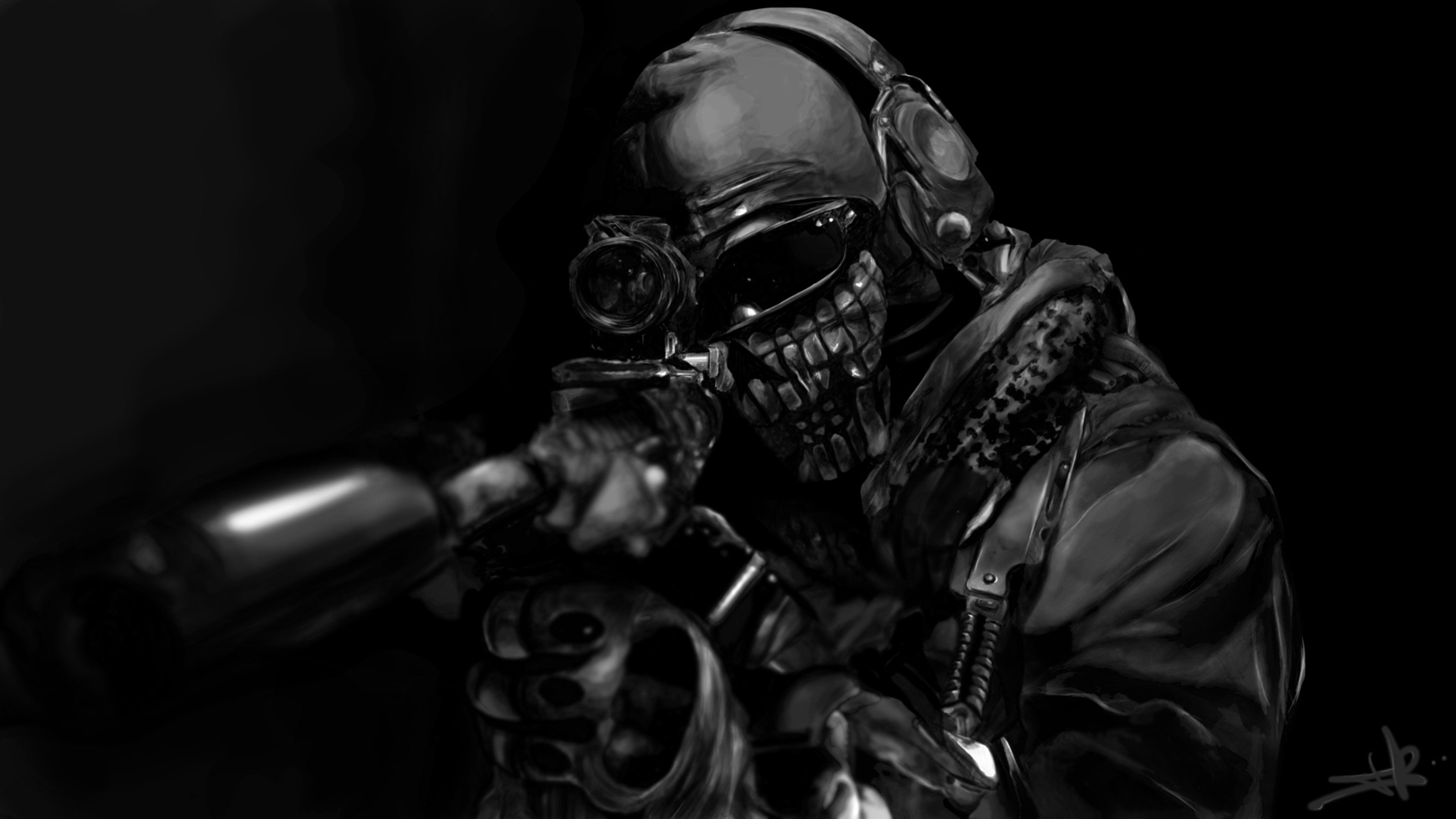 Soldato maschera teschio Ghost, 5000x2813 4K, Desktop 4K