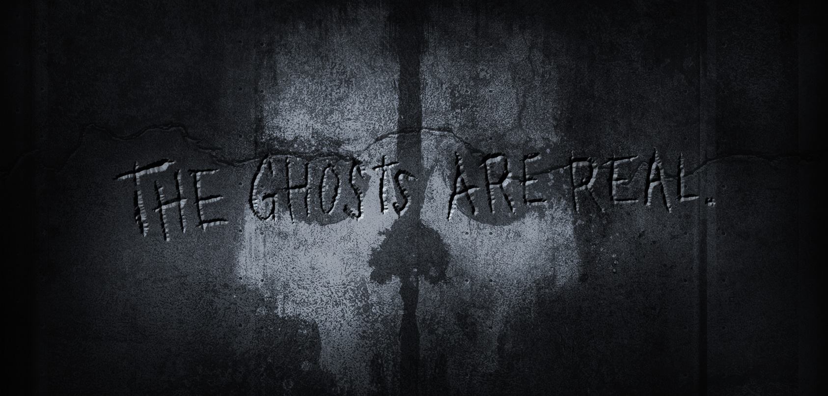 Teschio Ghost su muro scuro, 1686x806 HD, Desktop
