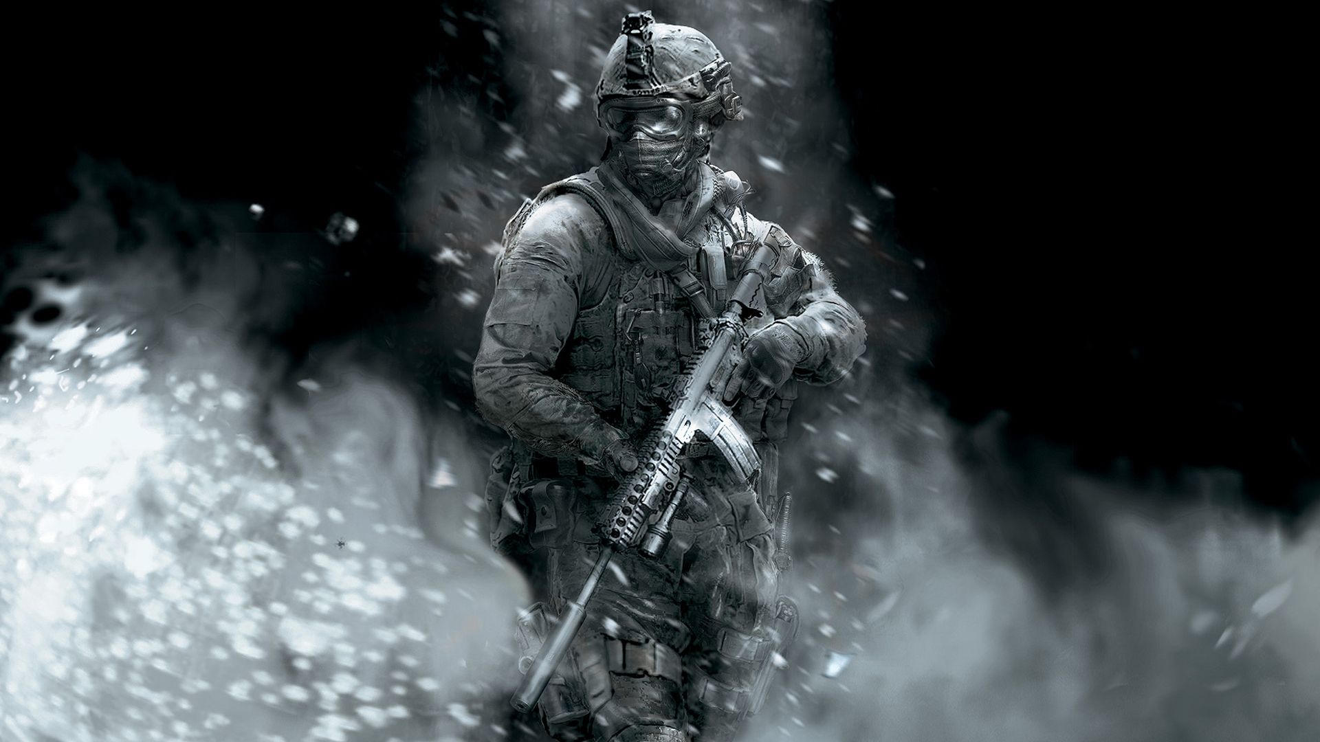 Soldato Modern Warfare 2 bianco nero, 1920x1080 Full HD, Desktop